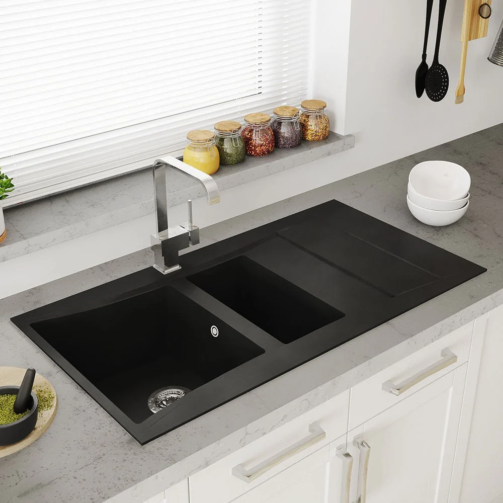Astini Xeron 1.5 Bowl SMC Synthetic Reversible Kitchen Sink with Waste & Tap - Image 3