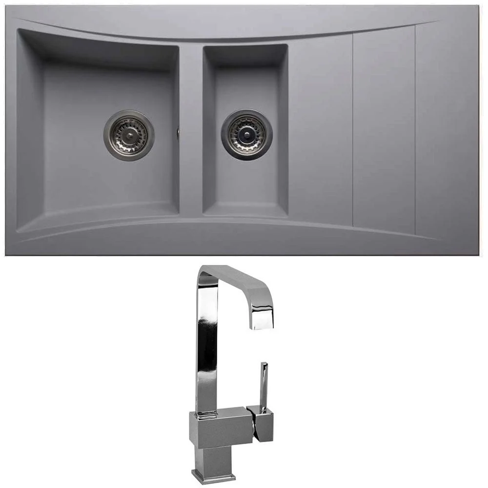 Astini Xeron 1.5 Bowl SMC Synthetic Reversible Kitchen Sink with Waste & Tap - Image 8