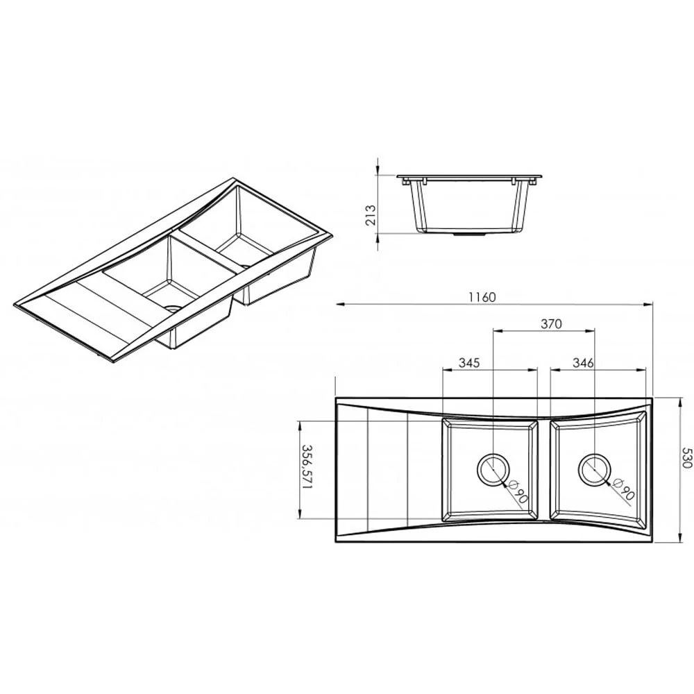 Astini Xeron 2.0 Bowl SMC Synthetic Reversible Kitchen Sink with Waste & Tap - Image 12