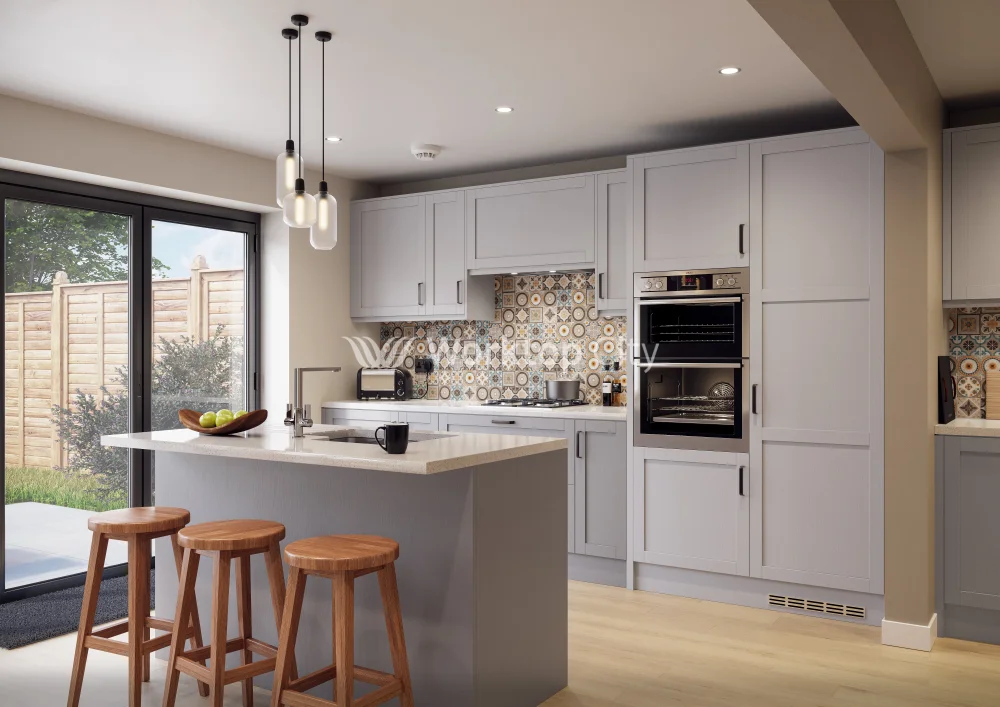 Balmoral Wood Grain 'Skinny' Shaker Dust Grey Ash- Replacement Kitchen Doors SAMPLE PRODUCTS - Image 2