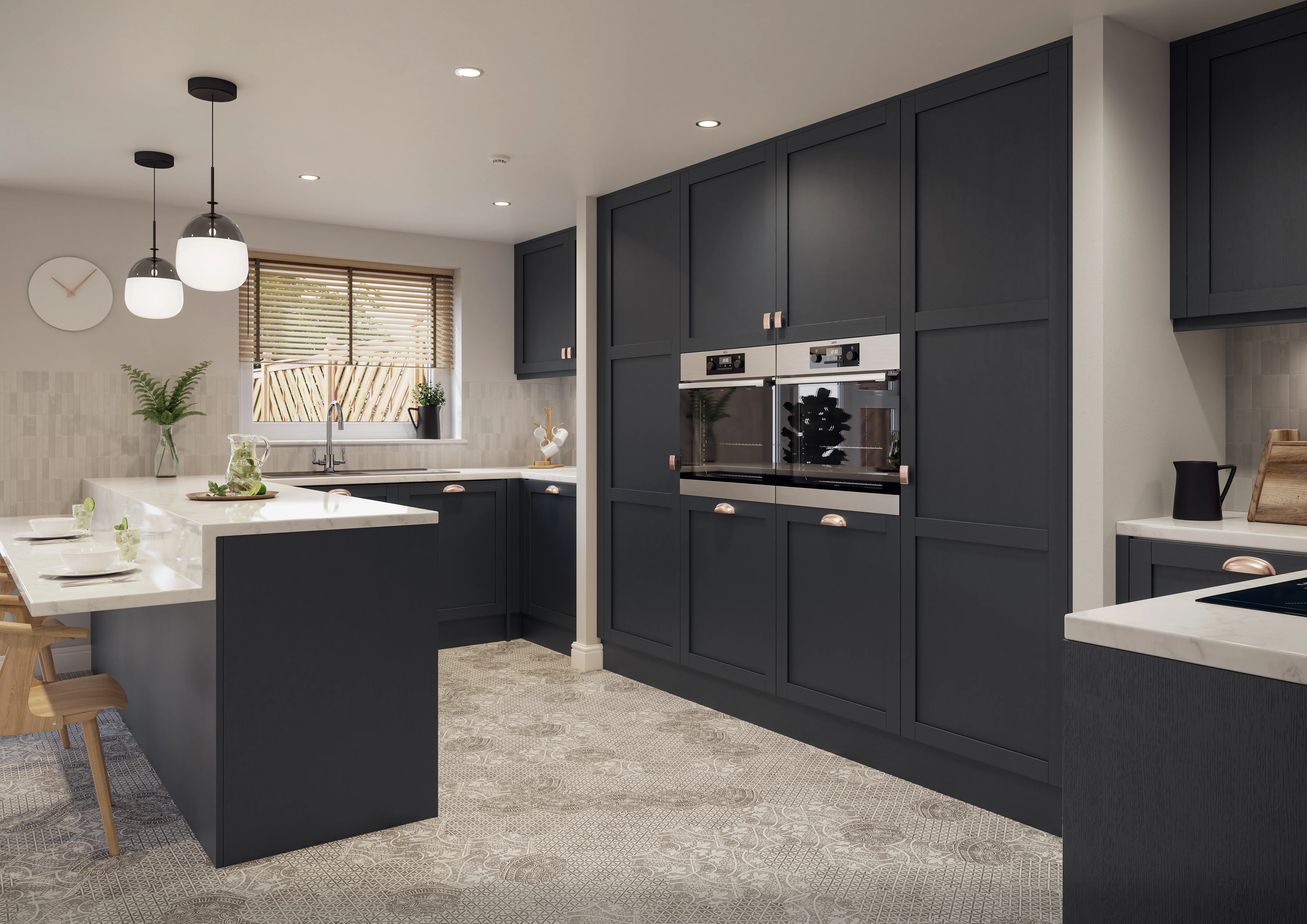 Balmoral Wood Grain 'Skinny' Shaker Indigo Ash- Replacement Kitchen Doors (450mm High) - Image 2