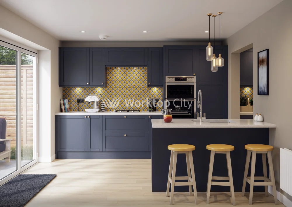 Balmoral Wood Grain 'Skinny' Shaker Navy Blue Ash- Replacement Kitchen Doors SAMPLE PRODUCTS - Image 2