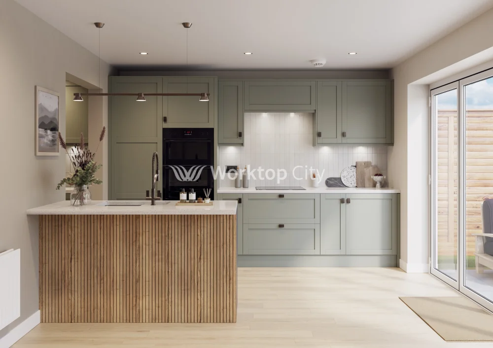 Balmoral Wood Grain 'Skinny' Shaker Reed Green Ash- Replacement Kitchen Doors SAMPLE PRODUCTS - Image 2