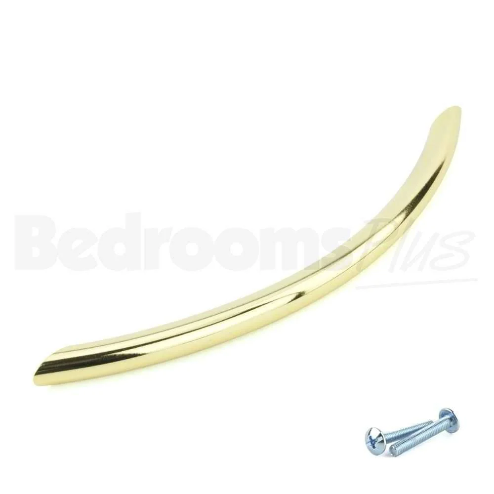 M4TEC Craignure O5 Polished Brass Bow Cupboard Door Handle – 128mm Hole Centres - Image 2