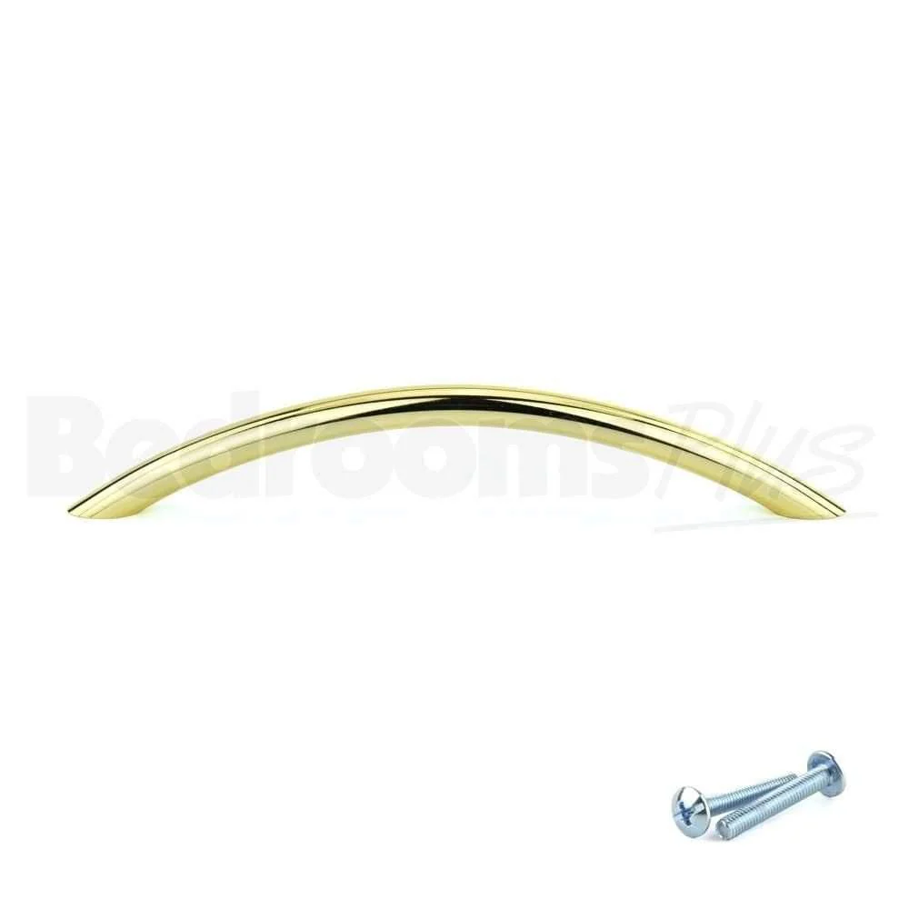 M4TEC Craignure O5 Polished Brass Bow Cupboard Door Handle – 128mm Hole Centres - Image 3