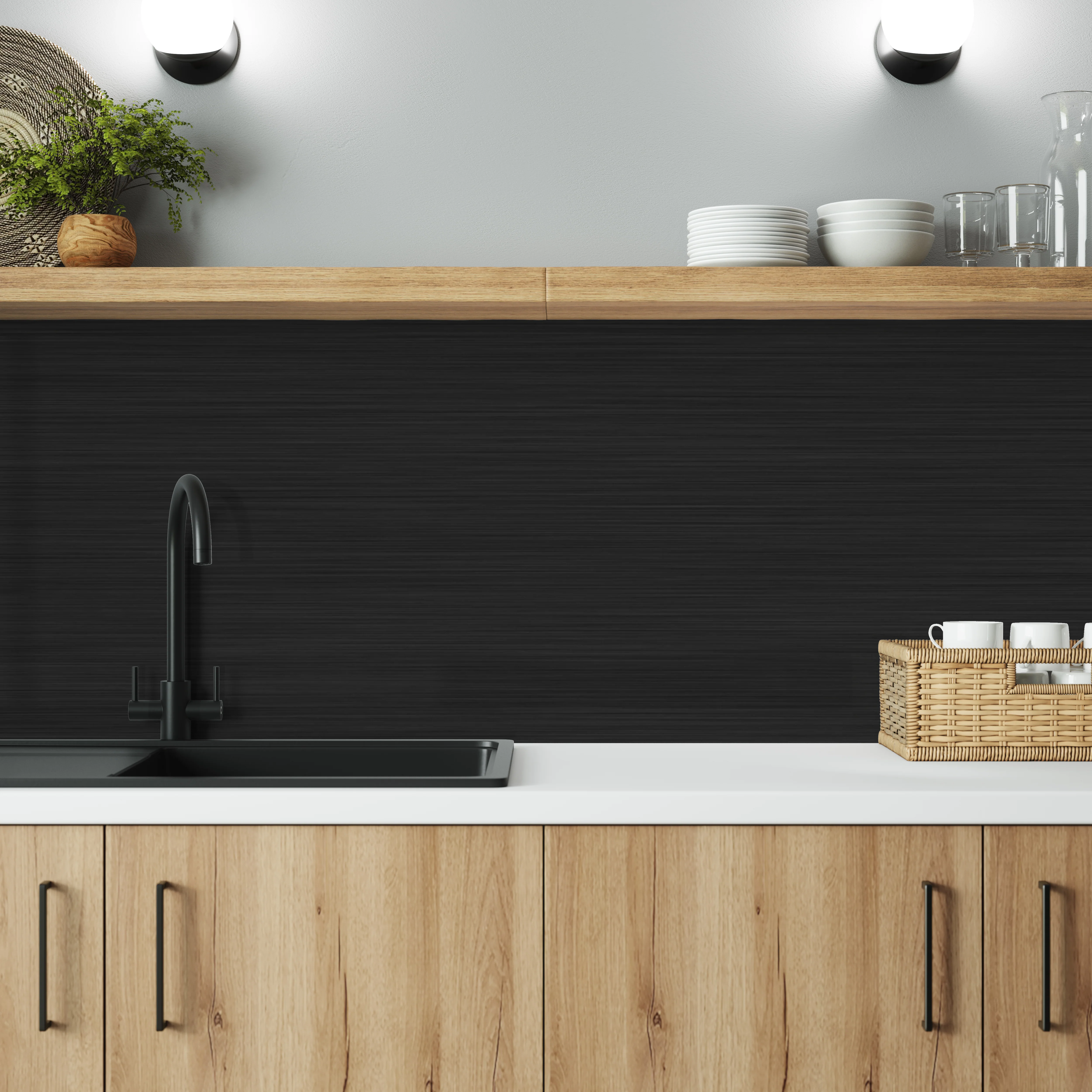 Bushboard Alloy Brushed Carbon Aluminium Feature Kitchen Splashback - Image 4