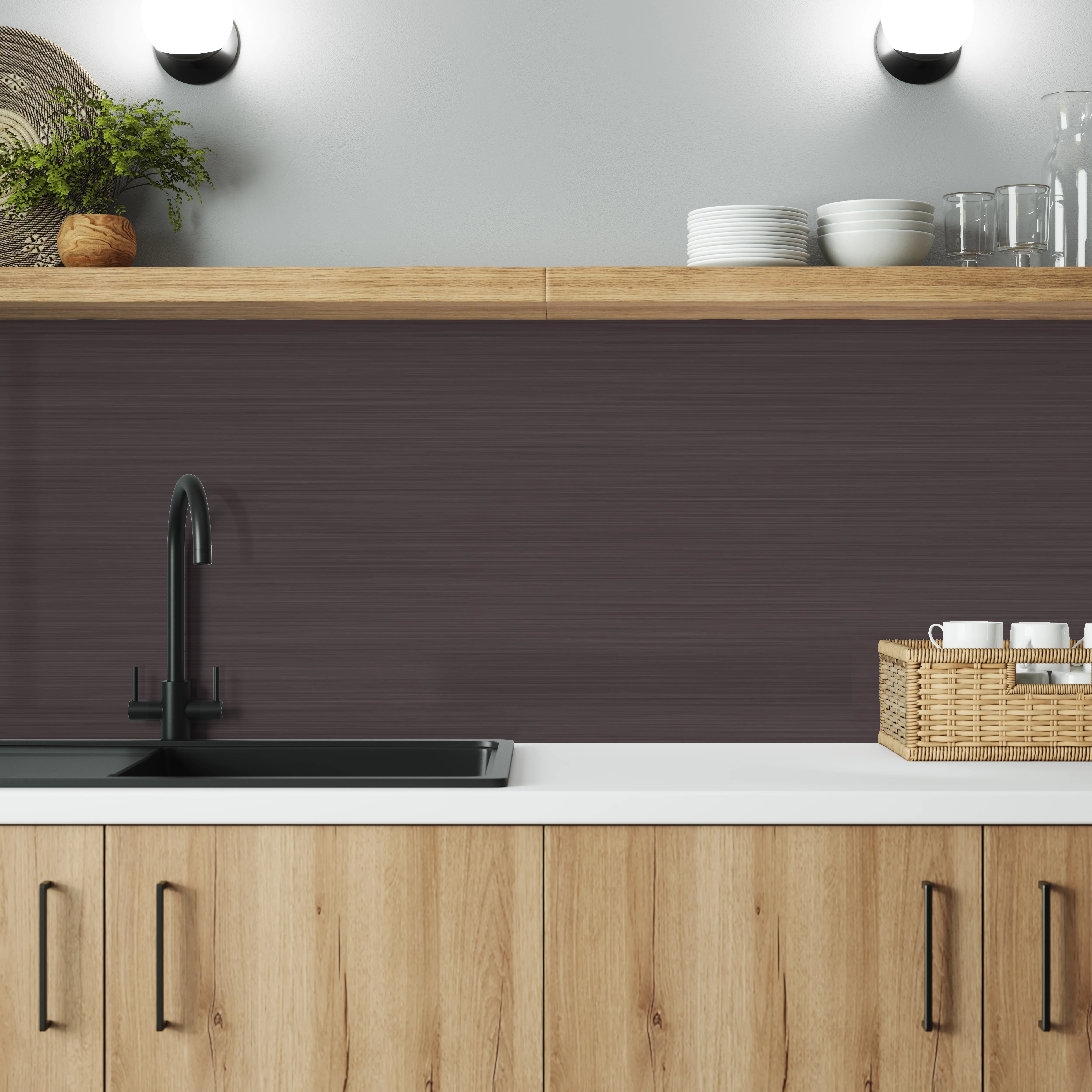 Bushboard Alloy Brushed Copper Aluminium Feature Kitchen Splashback - Image 4