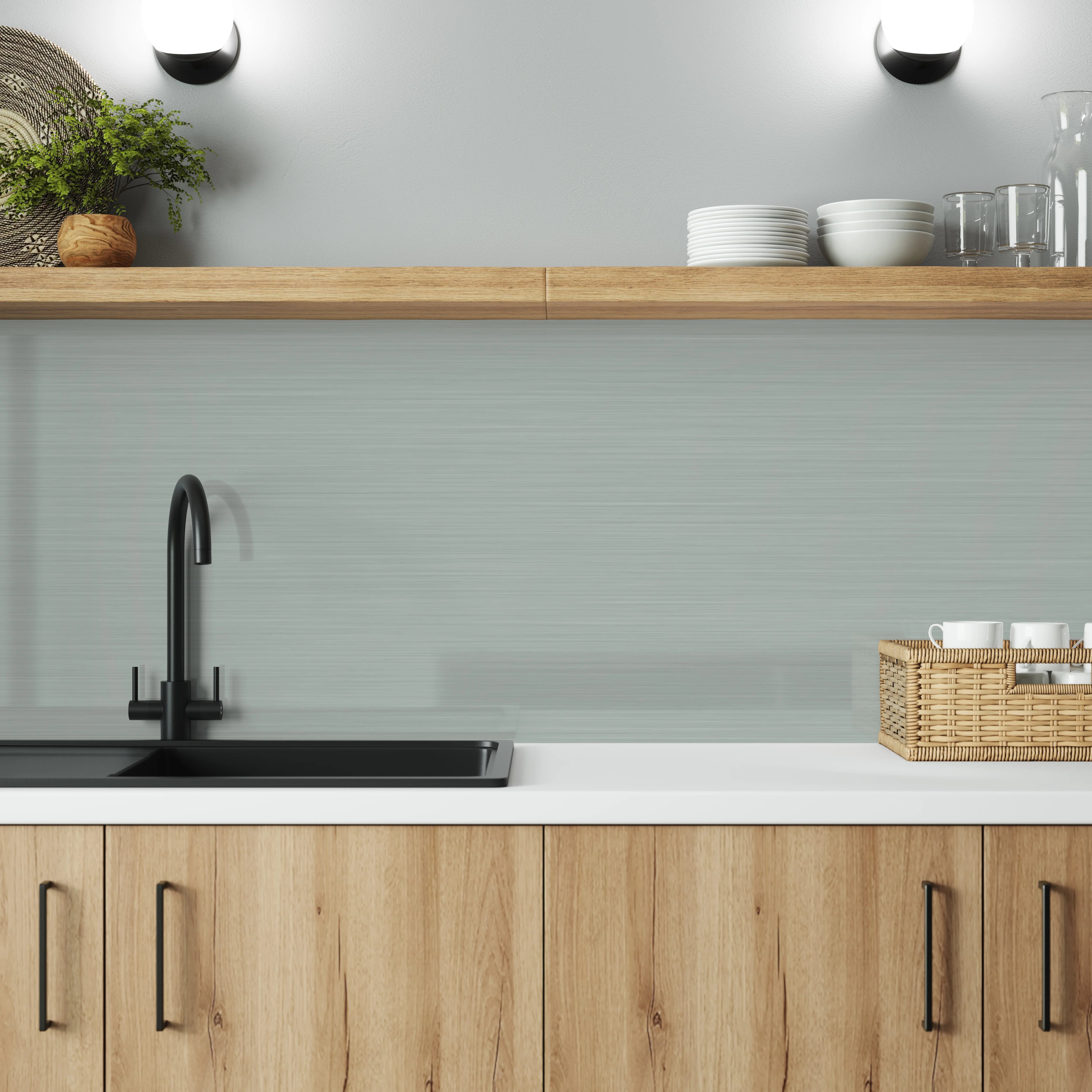 Bushboard Alloy Brushed Steel Aluminium Feature Kitchen Splashback - Image 4