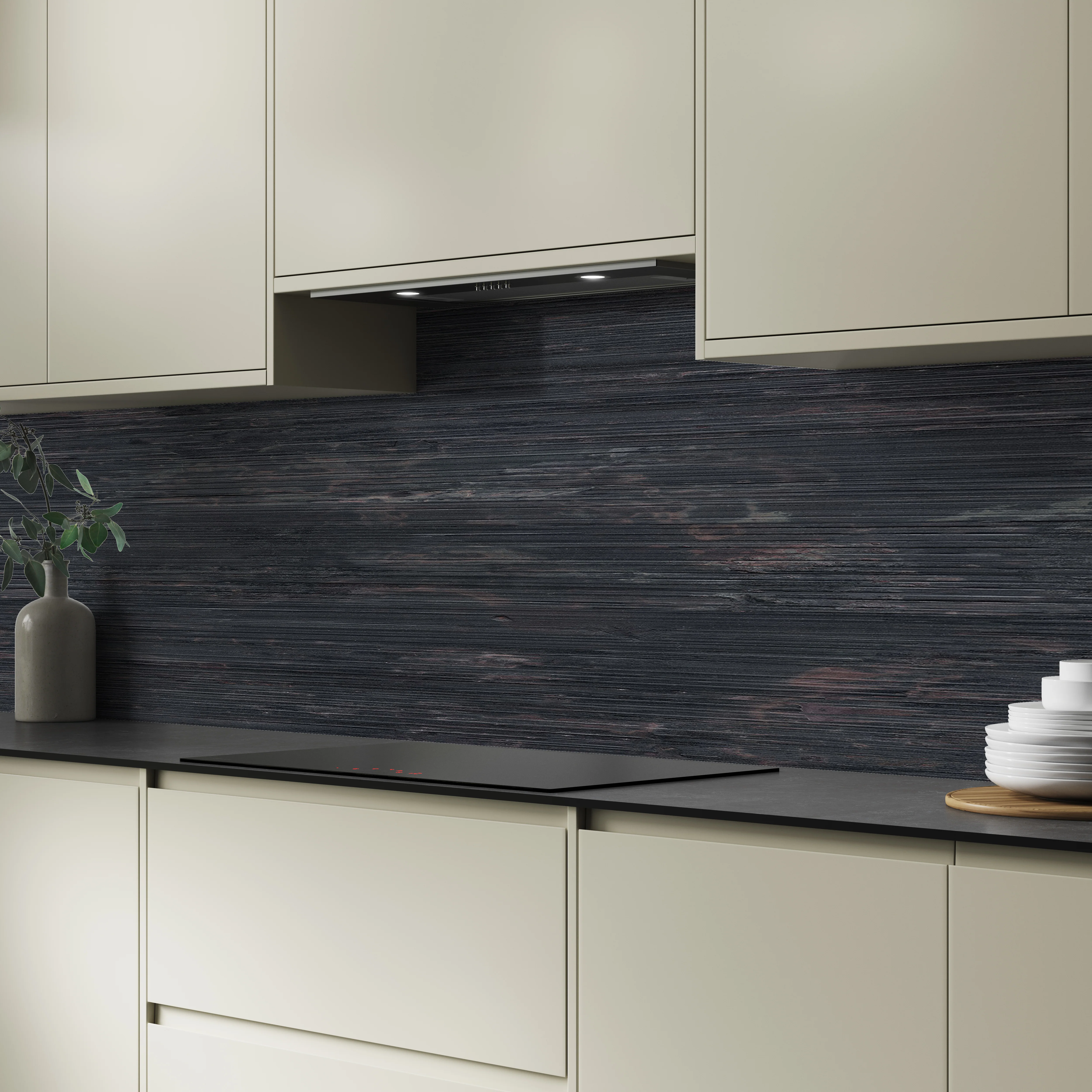 Bushboard Alloy Charred Cedar Aluminium Feature Kitchen Splashback - Image 5