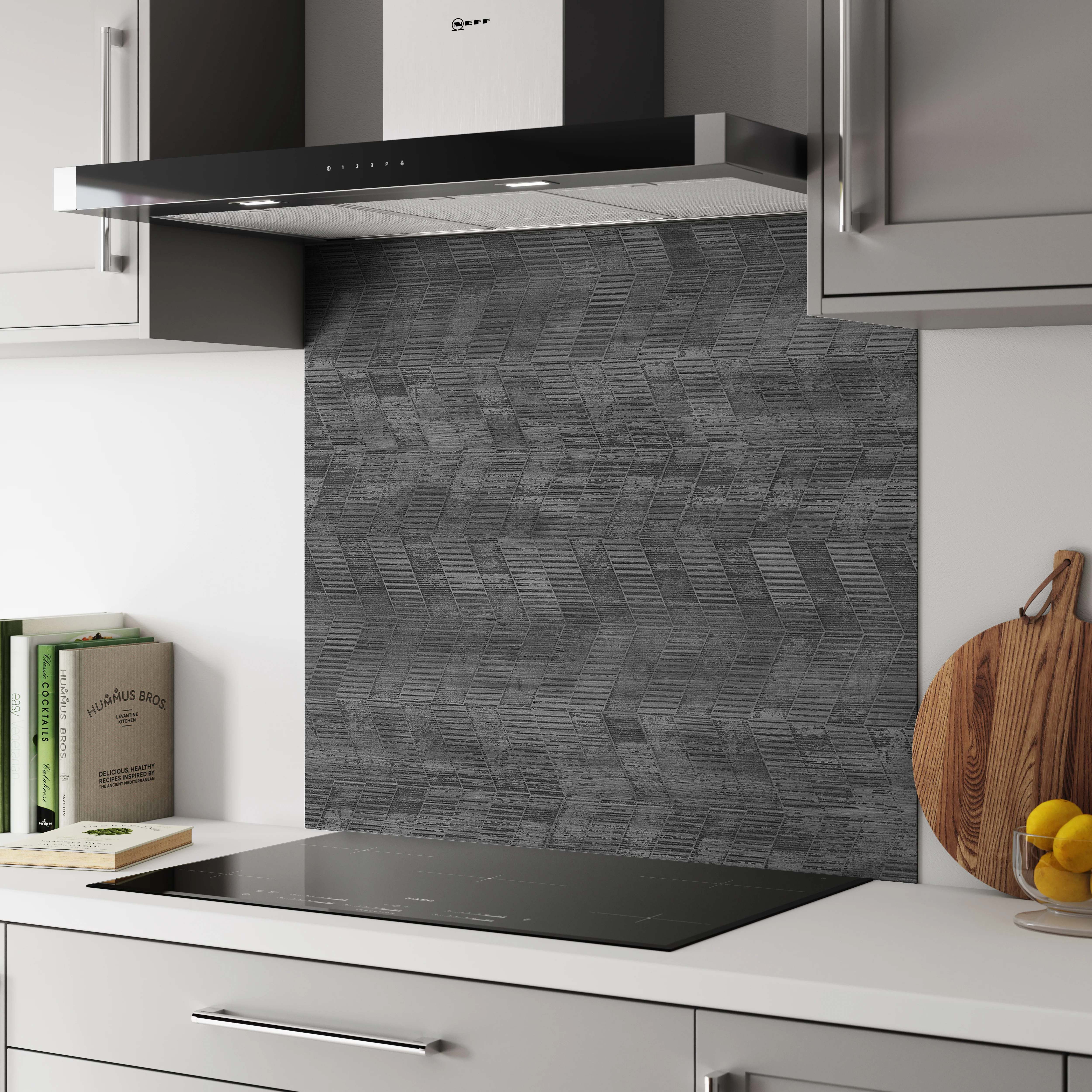Bushboard Alloy Concrete Chevron Aluminium Feature Kitchen Splashback - Image 3