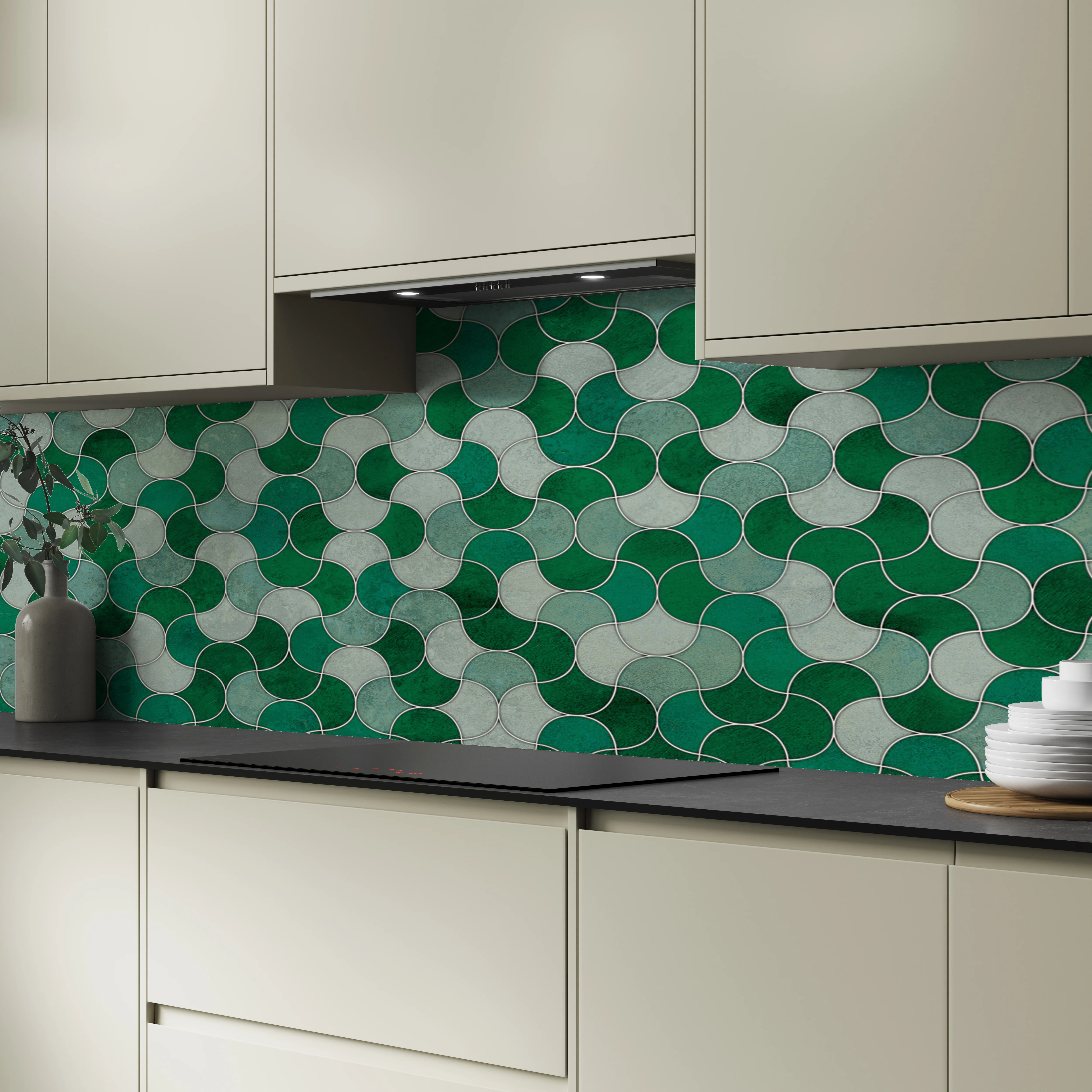 Bushboard Alloy Emerald Scallop Aluminium Feature Kitchen Splashback - Image 5