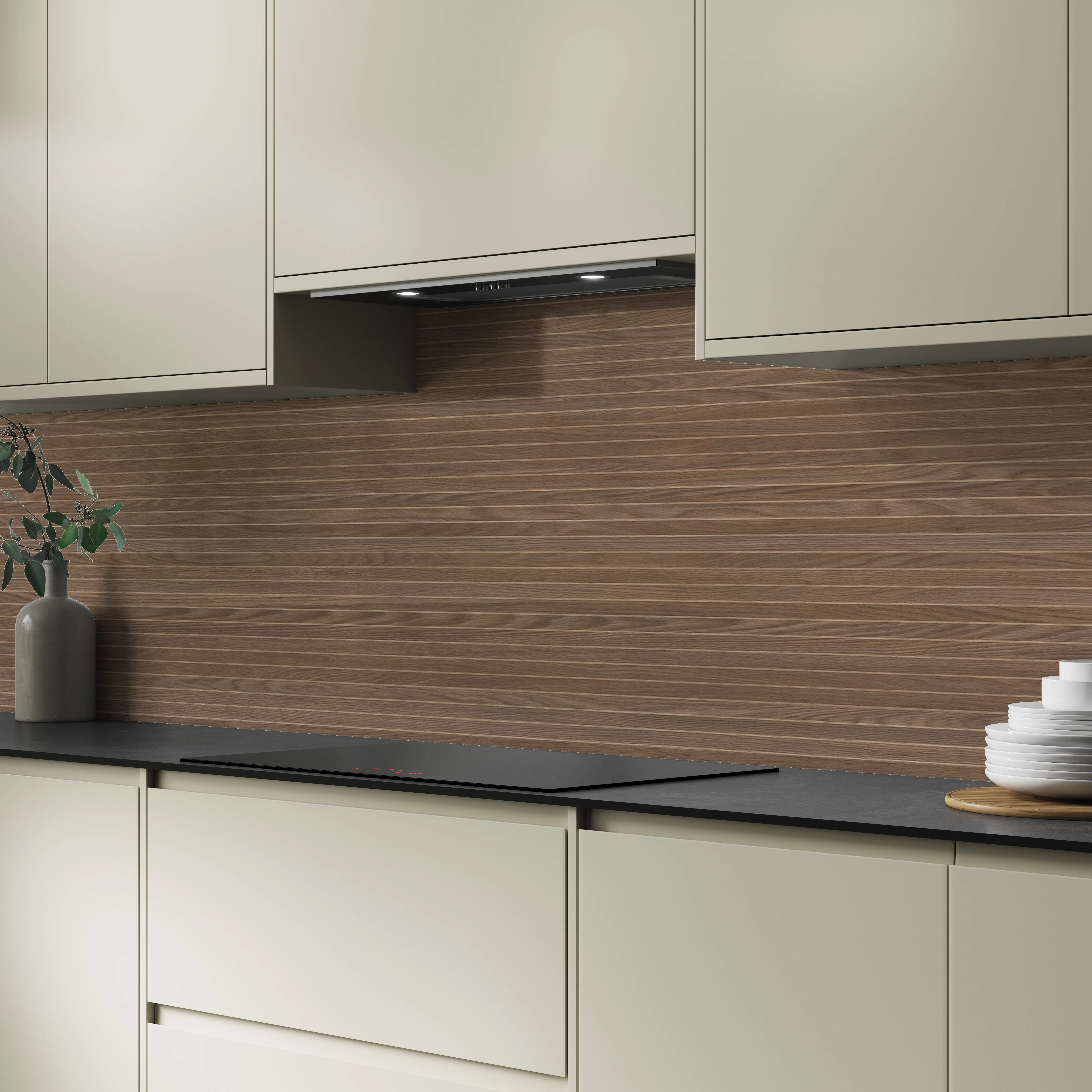 Bushboard Alloy Fluted Oak Aluminium Feature Kitchen Splashback - Image 4