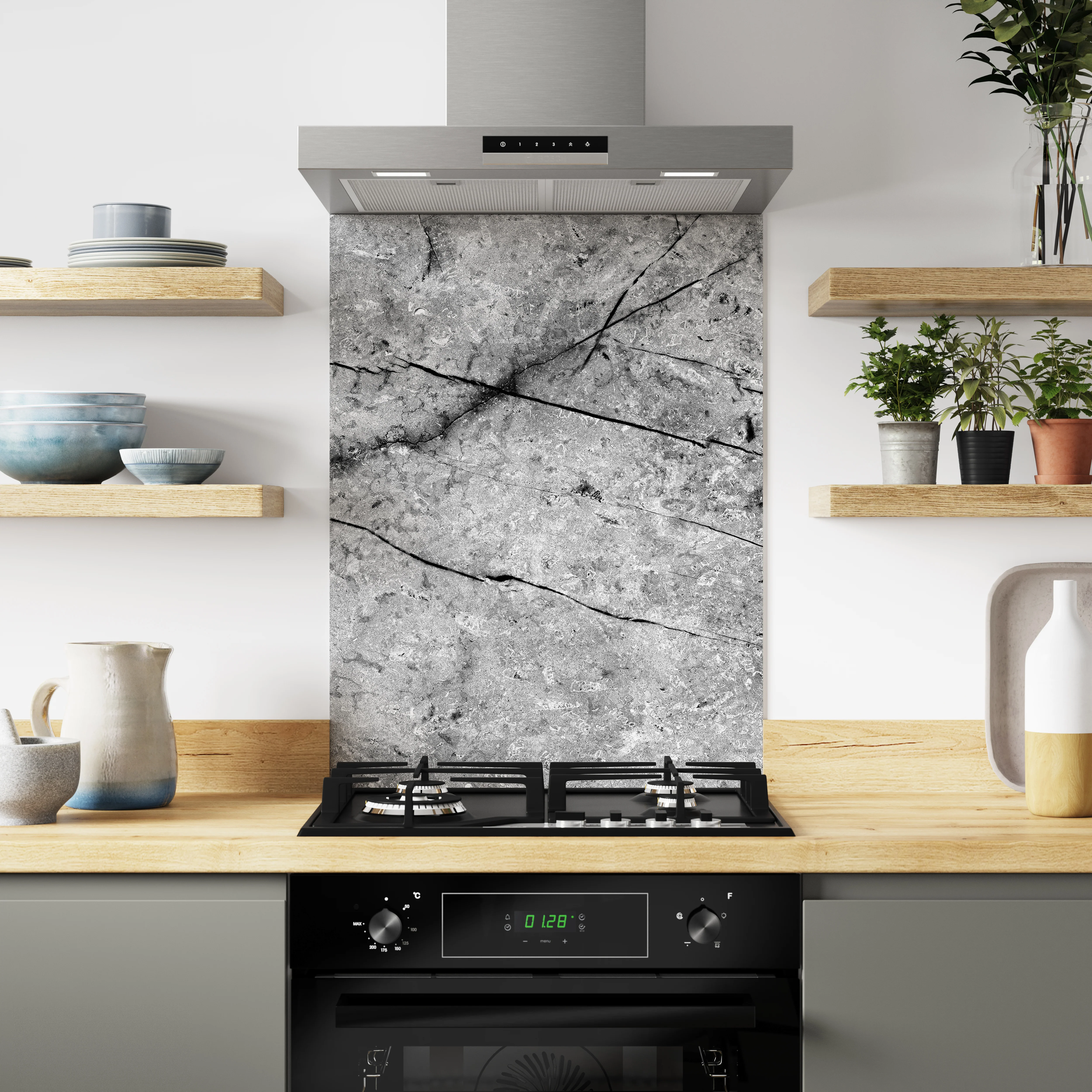 Bushboard Alloy Fossil Marble Aluminium Feature Kitchen Splashback - Image 3