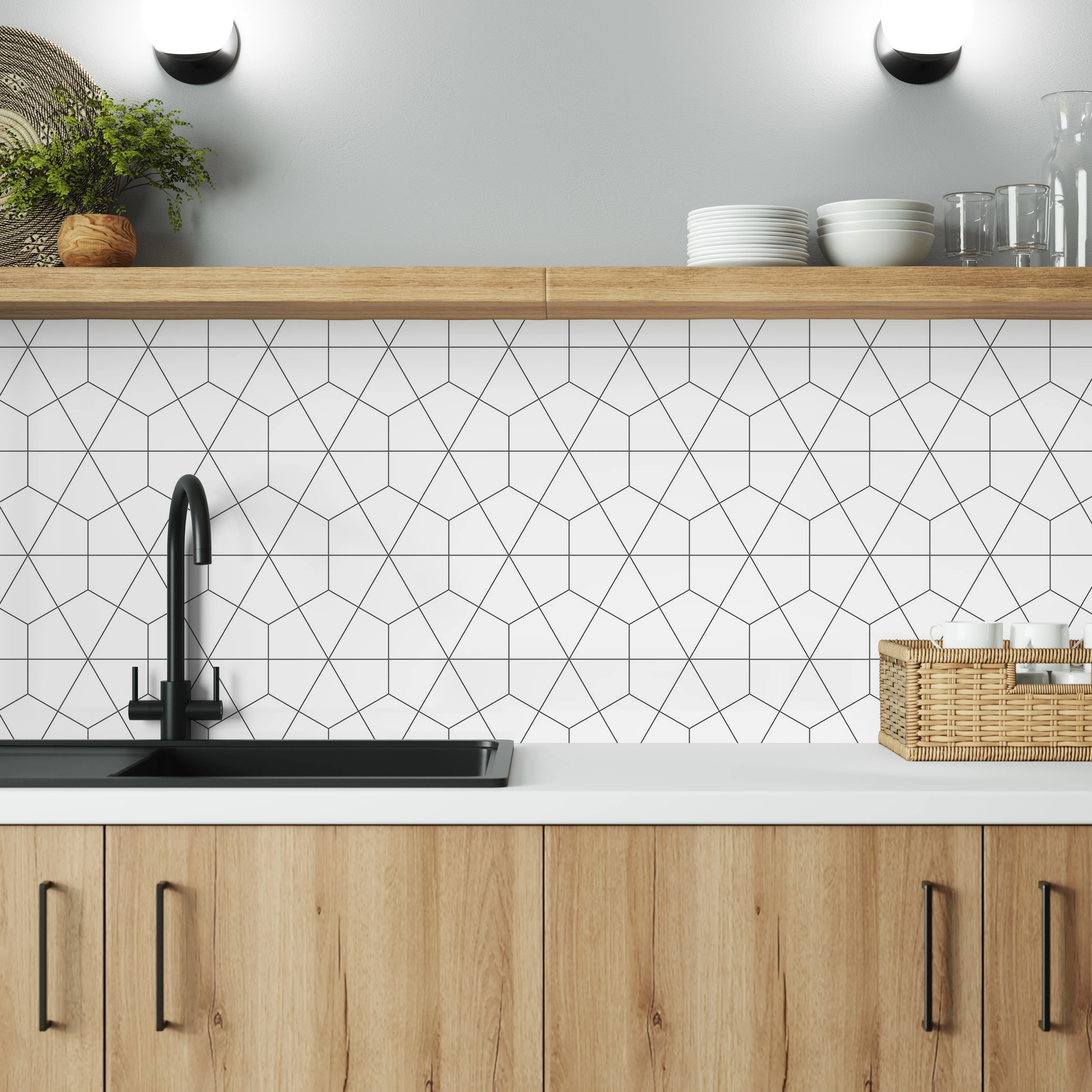 Bushboard Alloy Geometry Aluminium Feature Kitchen Splashback - Image 4