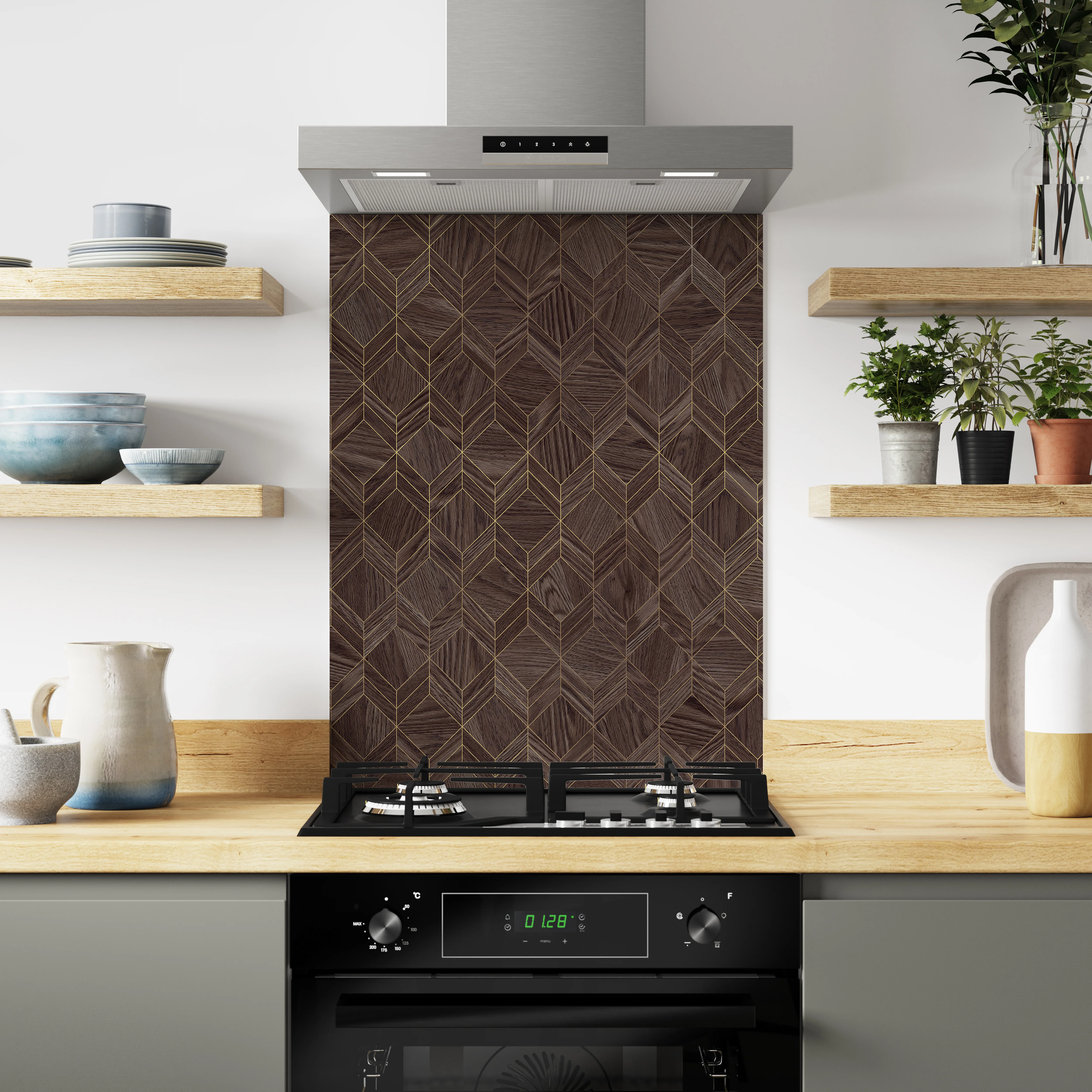 Bushboard Alloy Heritage Walnut Aluminium Feature Kitchen Splashback - Image 2