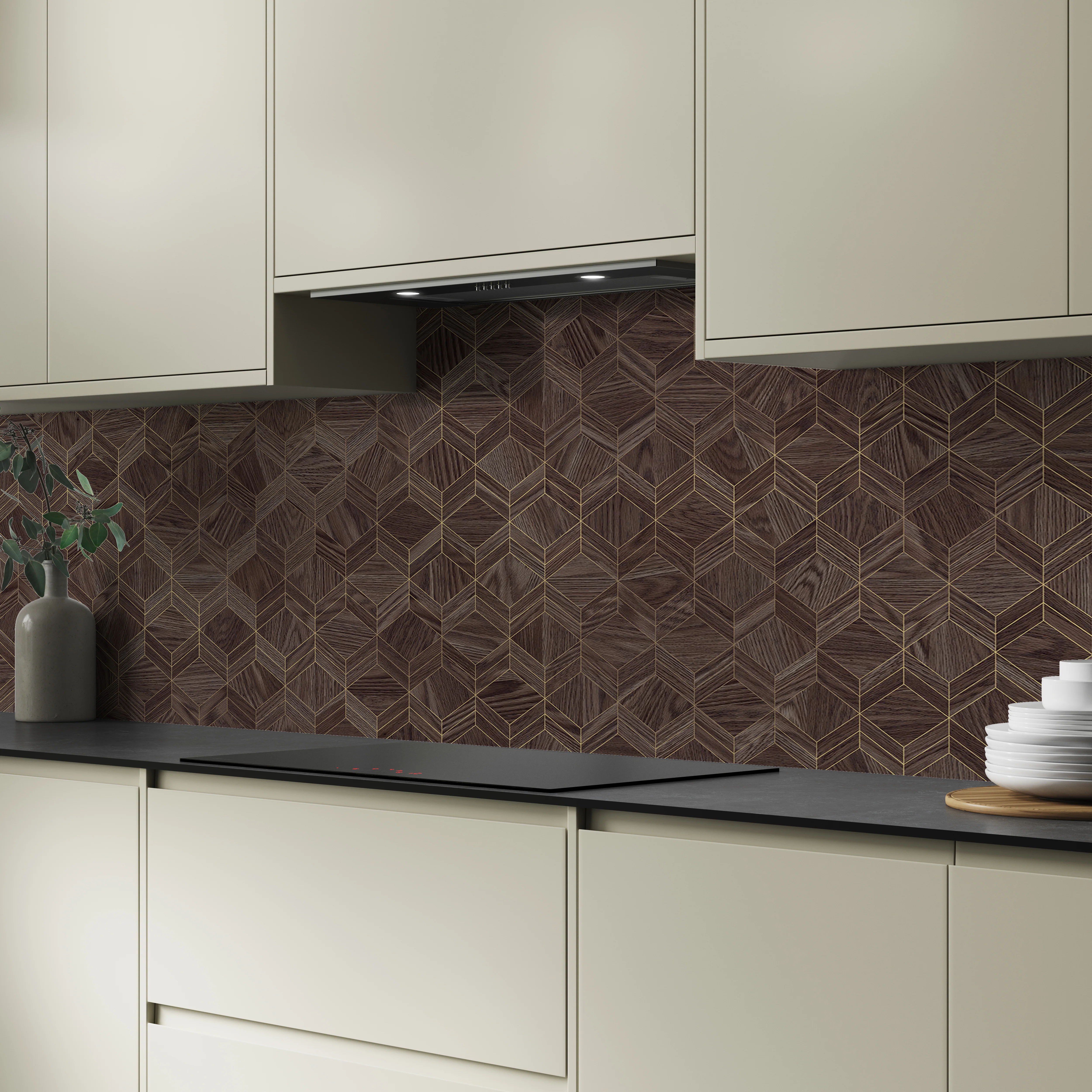 Bushboard Alloy Heritage Walnut Aluminium Feature Kitchen Splashback - Image 5
