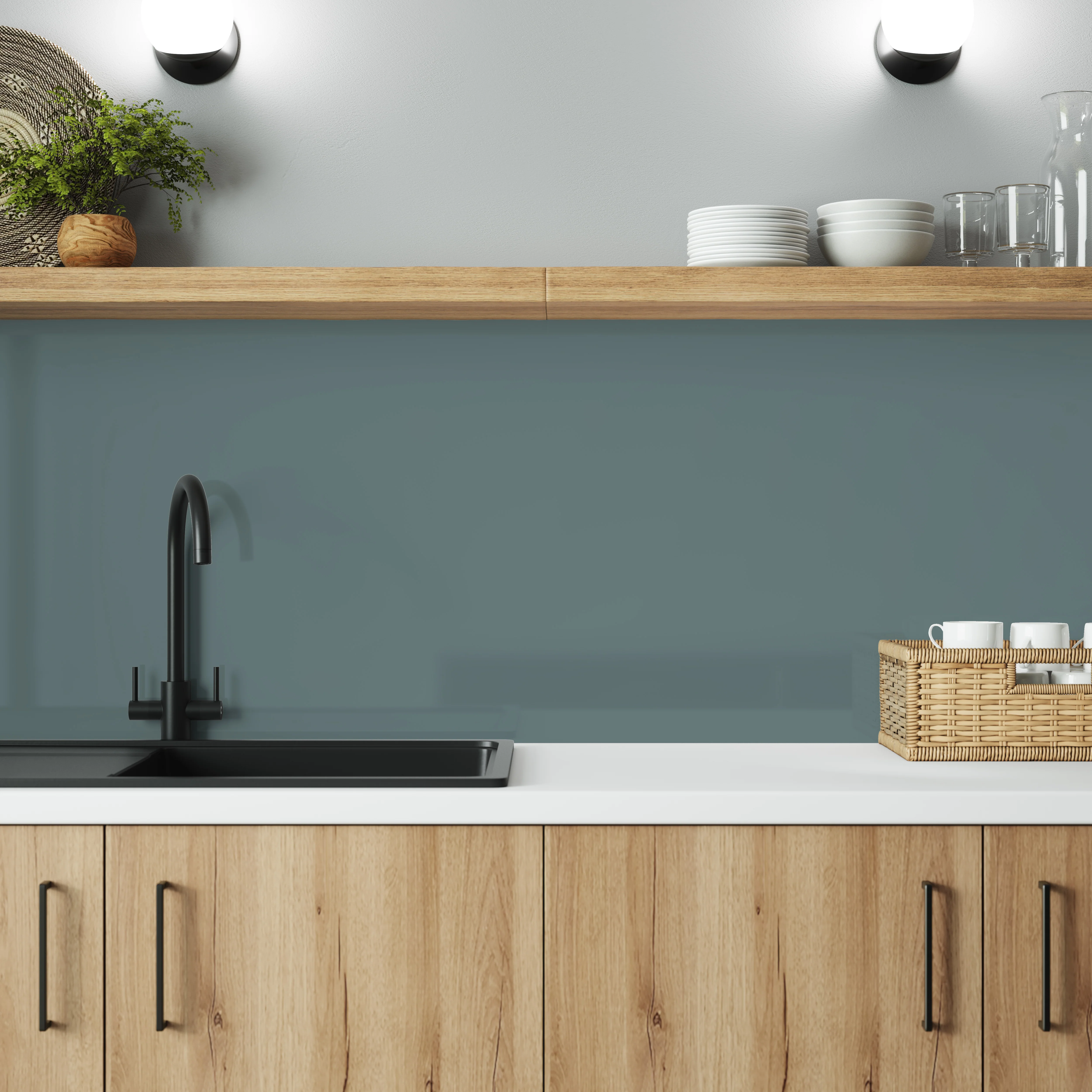 Bushboard Alloy Neptune Blue Aluminium Feature Kitchen Splashback - Image 4