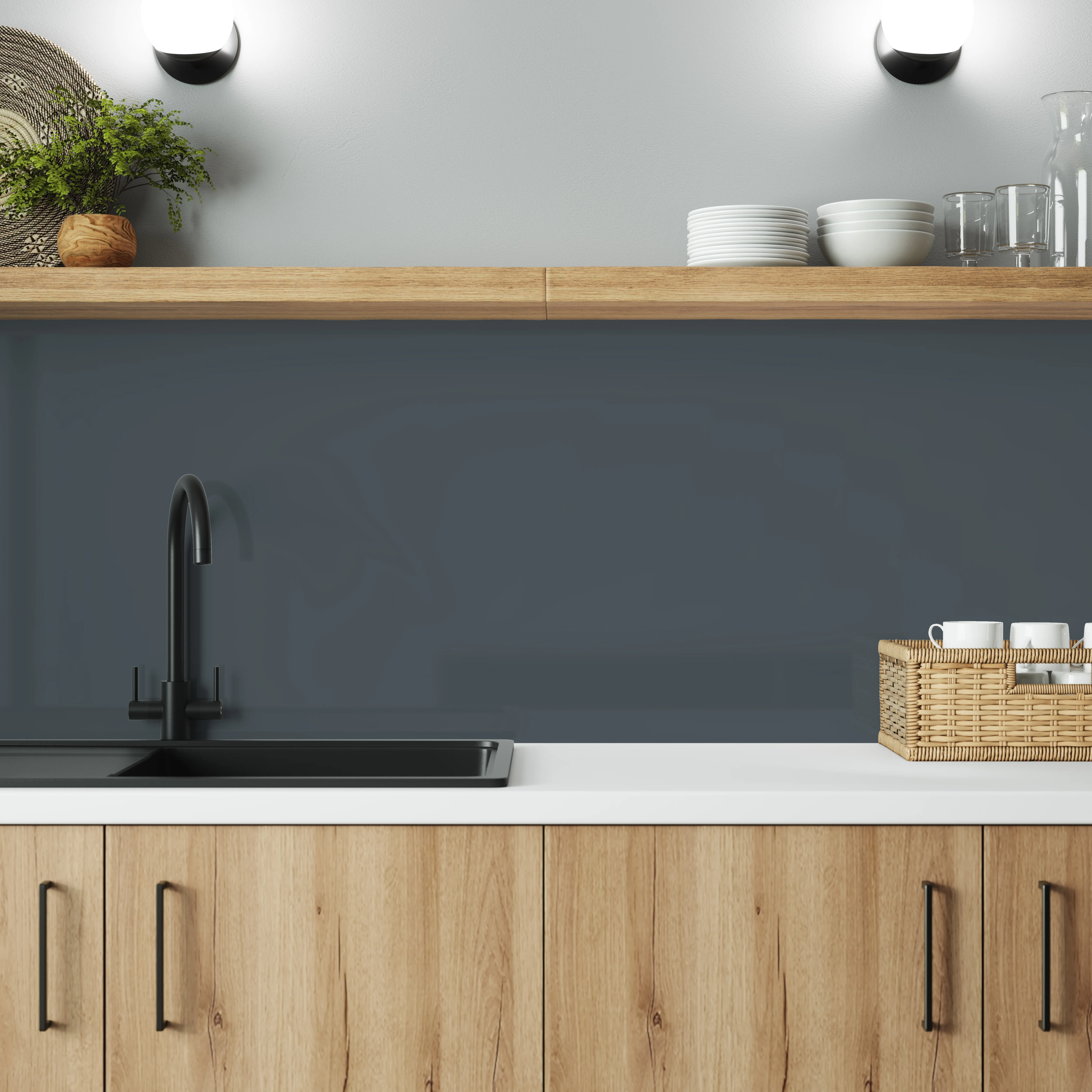 Bushboard Alloy Storm Blue Aluminium Feature Kitchen Splashback - Image 4