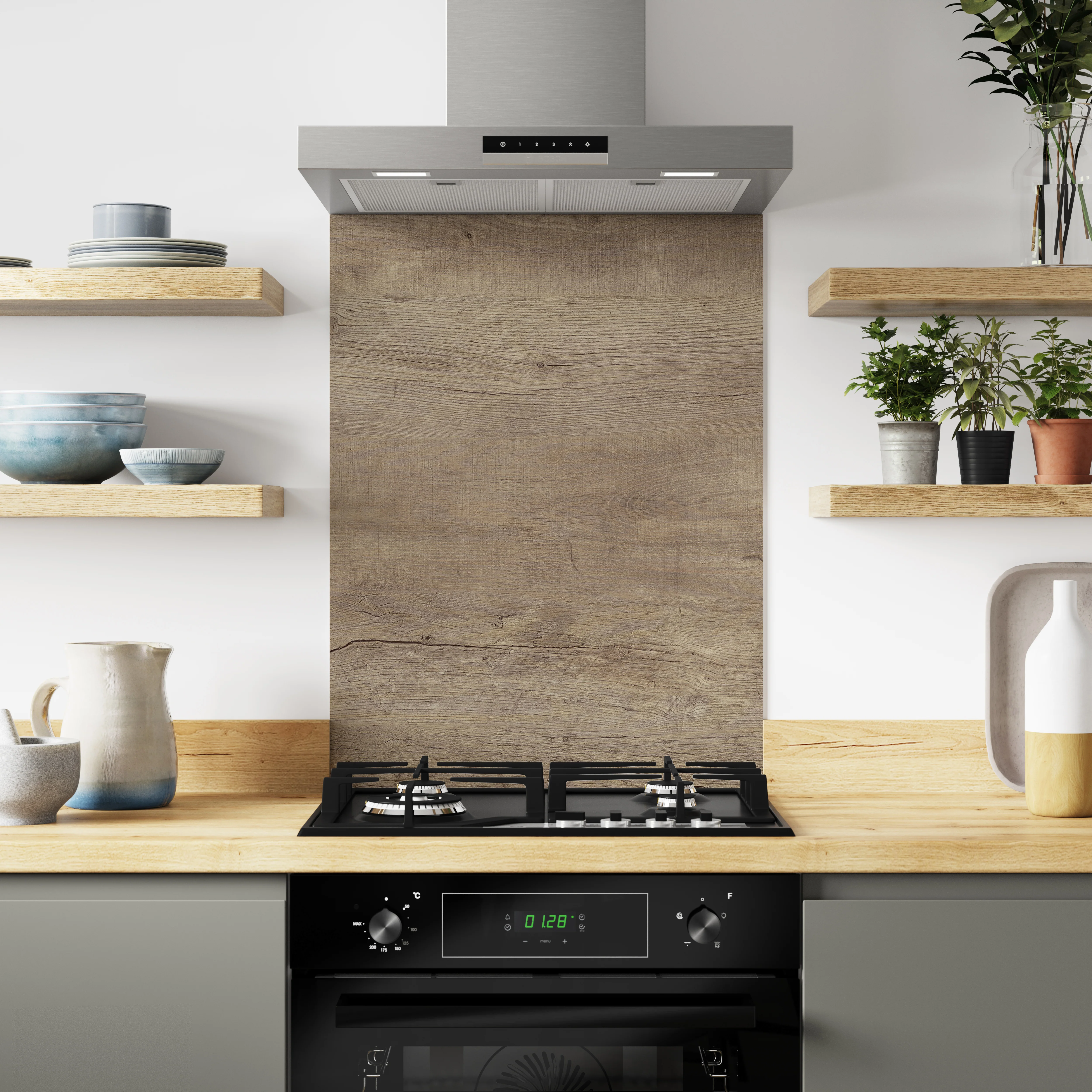 Bushboard Alloy Nordic Oak Aluminium Feature Kitchen Splashback - Image 2