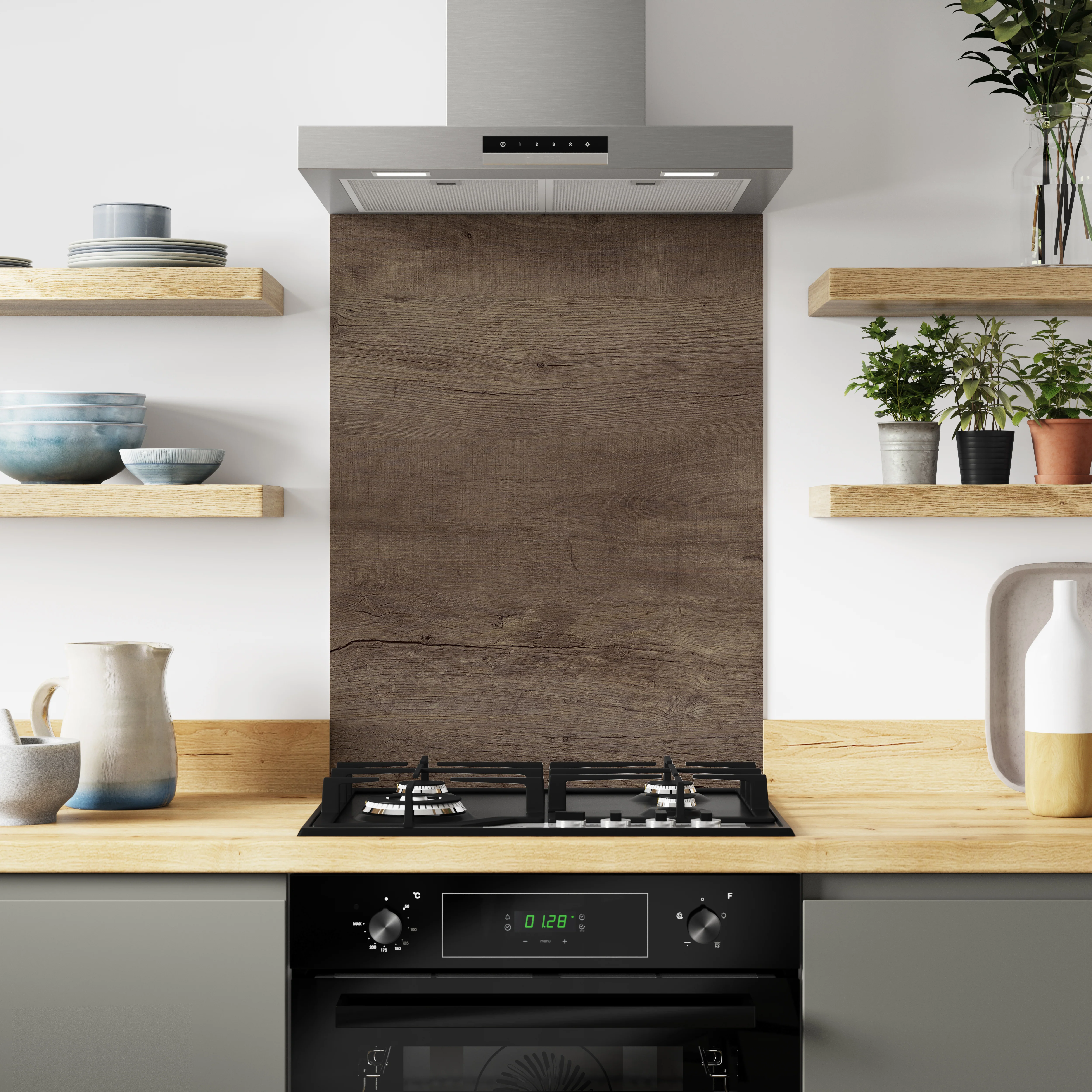 Bushboard Alloy Viking Oak Aluminium Feature Kitchen Splashback - Image 2