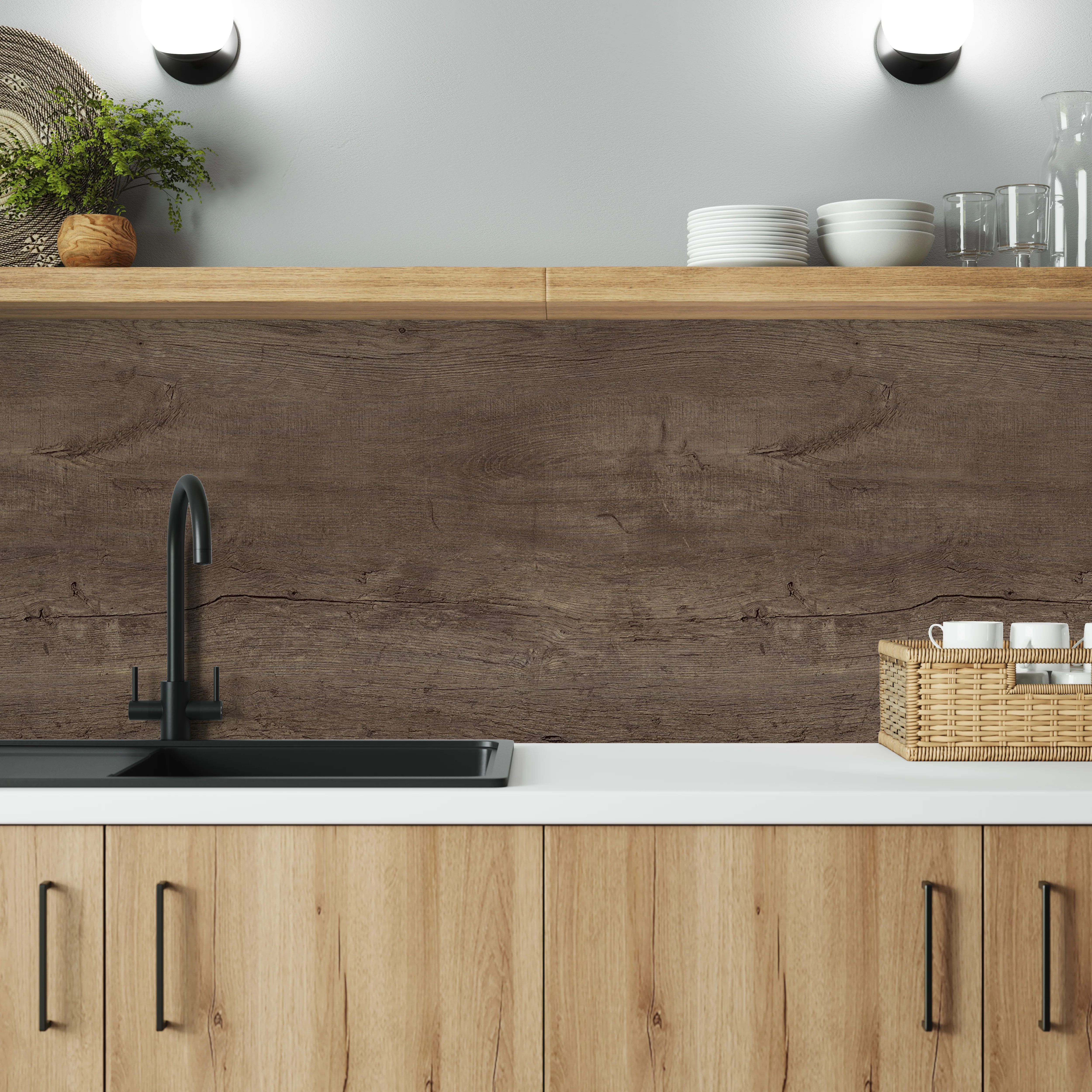 Bushboard Alloy Viking Oak Aluminium Feature Kitchen Splashback - Image 4