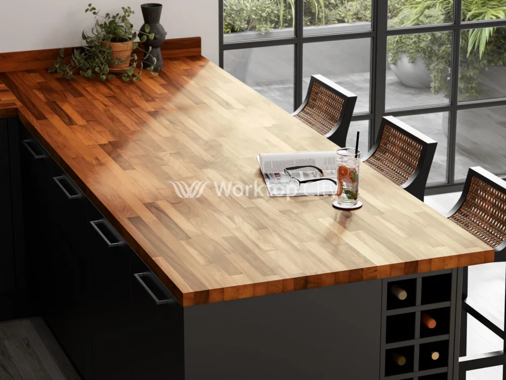Deterra Solid Iroko Real Wood Kitchen Upstand - Image 3