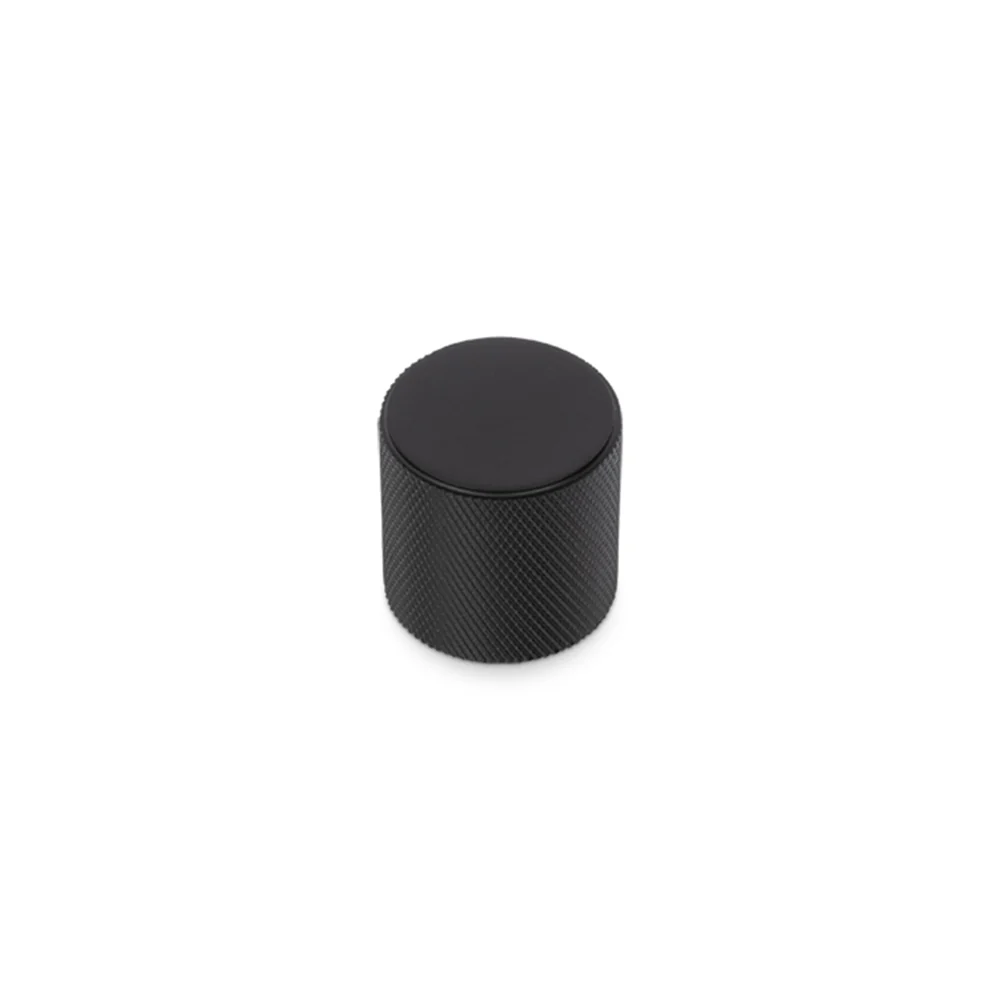 FENDER KNURLED Round Knob Kitchen/Bedroom Door Handle Matt Black