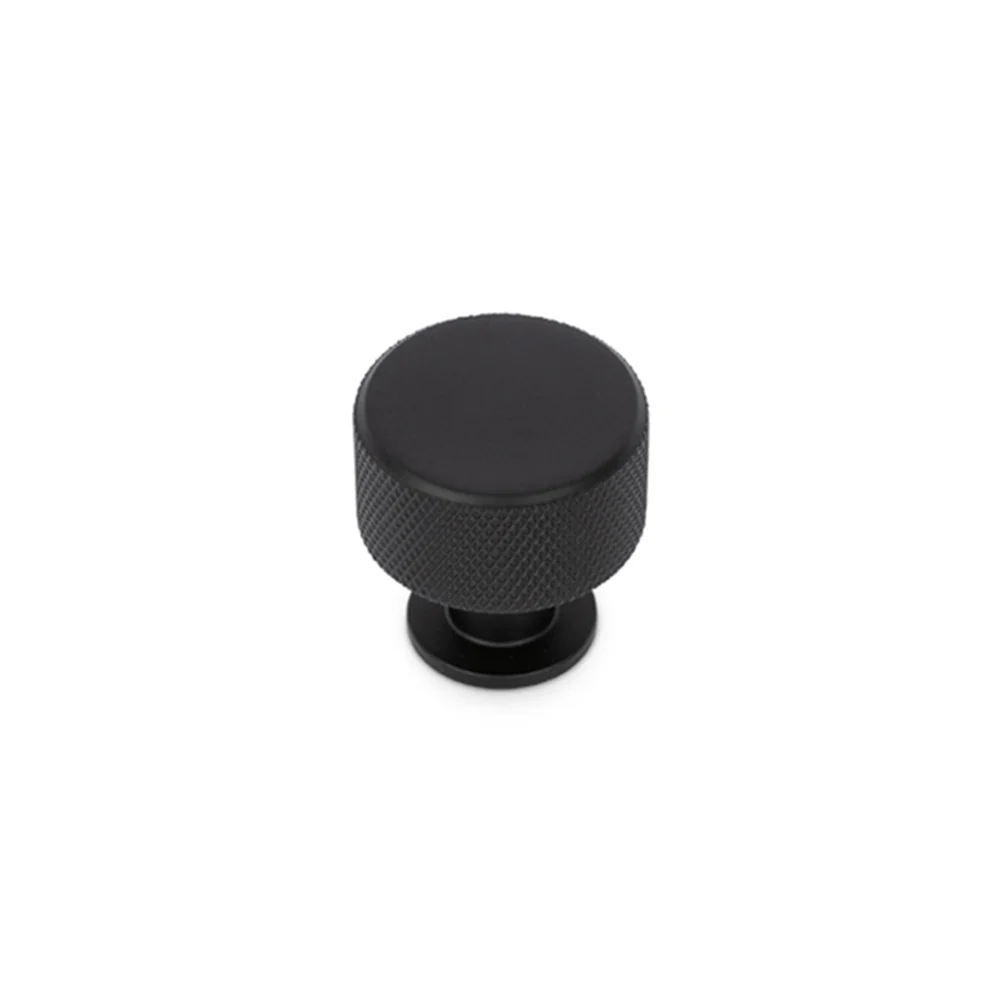 FENDER KNURLED Round Post Knob Kitchen/Bedroom Door Handle Matt Black