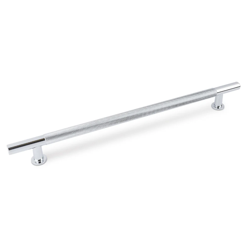 FENDER KNURLED T Bar Handle Kitchen/Bedroom Door Handle Chrome (Various Sizes) - Image 2