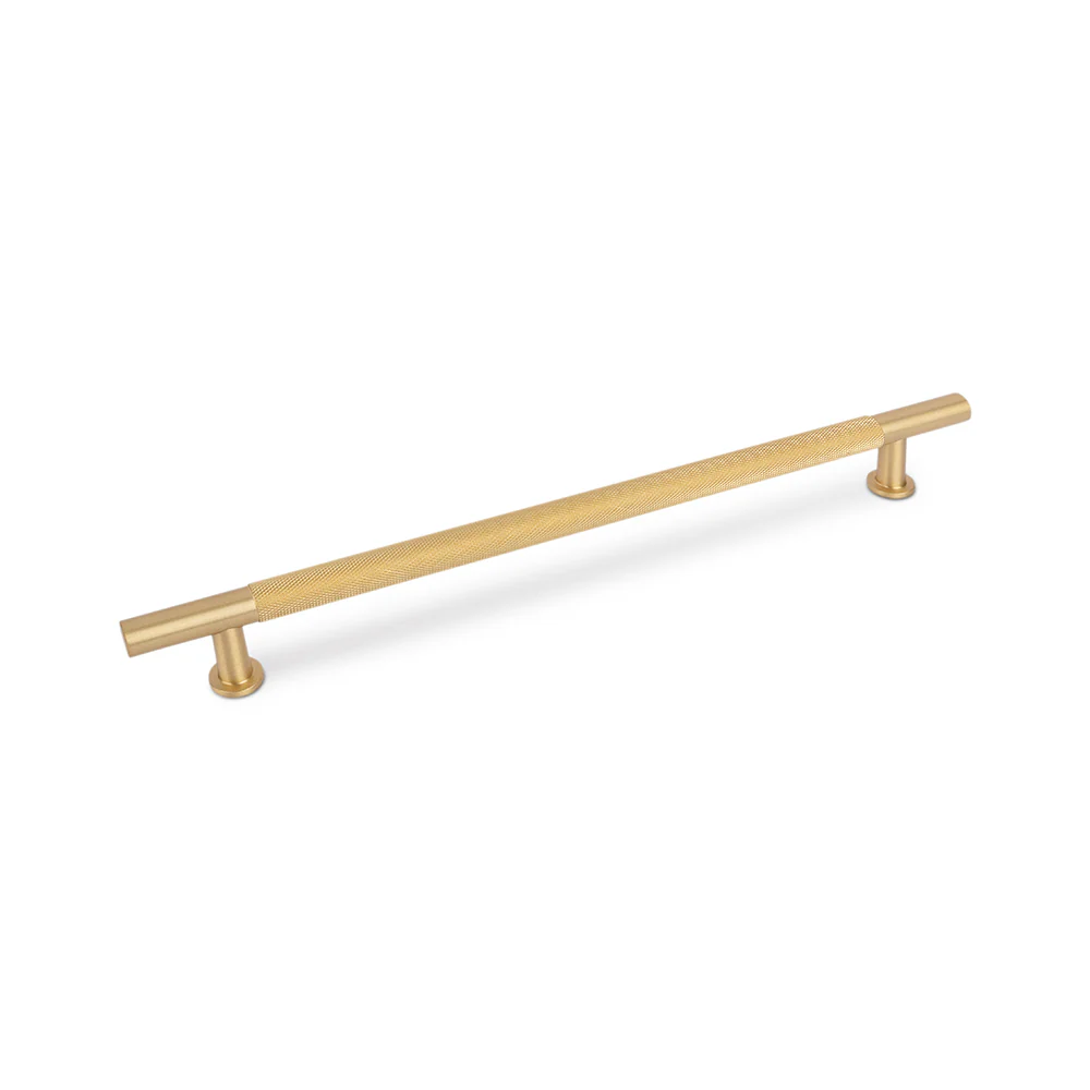 FENDER KNURLED T Bar Handle Kitchen/Bedroom Door Handle Satin Brass (Various Sizes) - Image 2