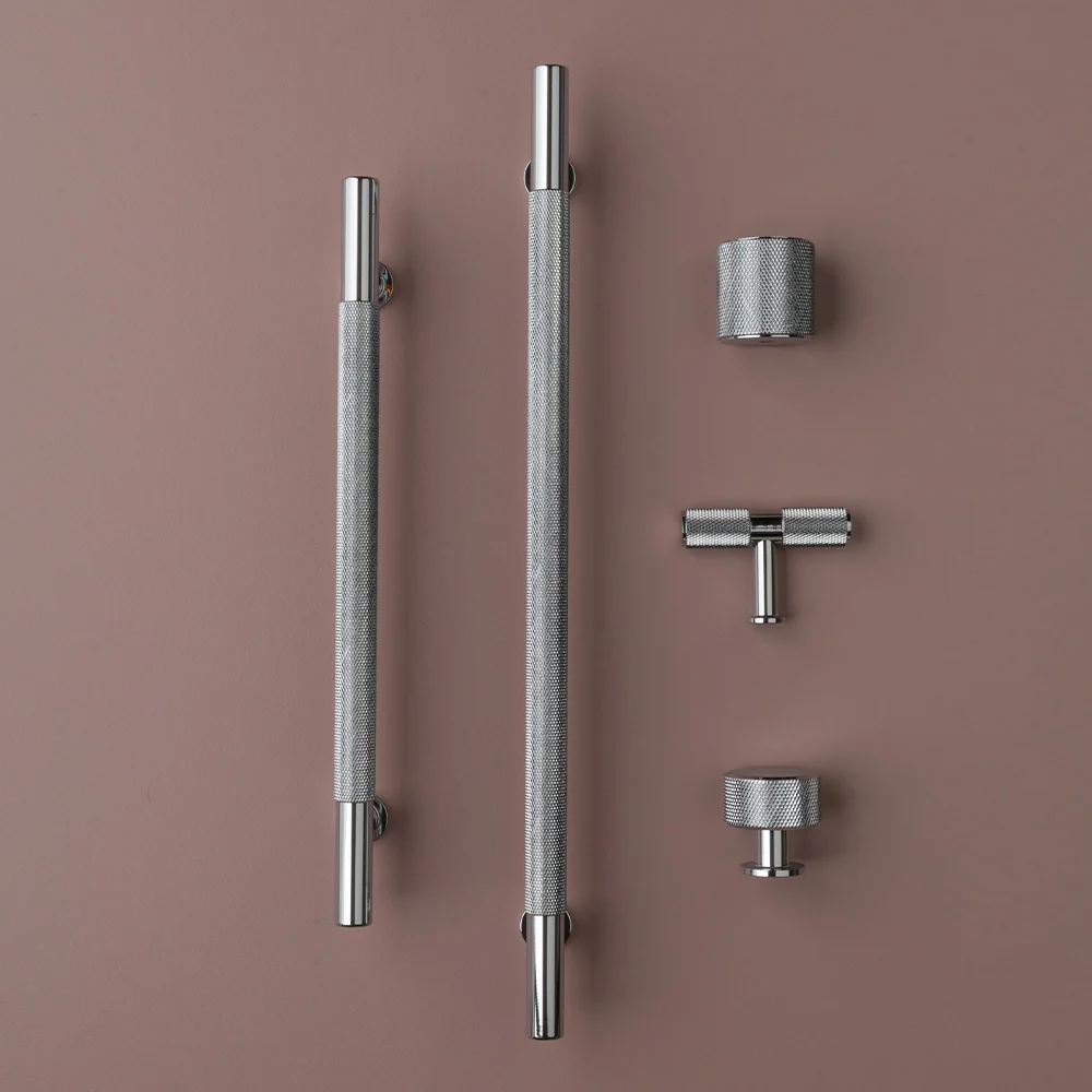 FENDER KNURLED T Knob Kitchen/Bedroom Door Handle Chrome - Image 2