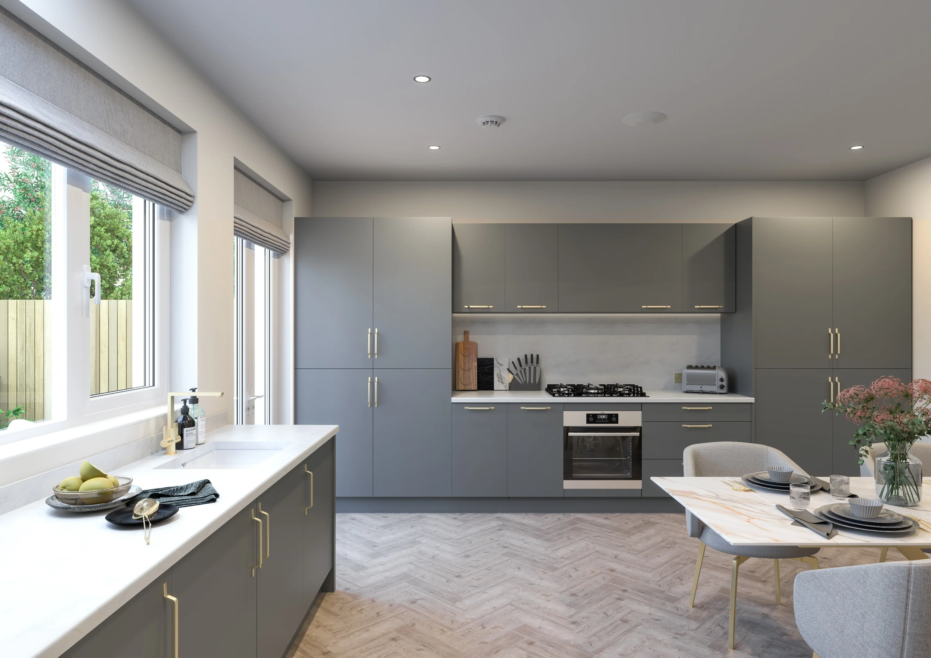 Fenton Painted (Laser Edged) Slab Carbon Grey- Replacement Kitchen Doors (End Panel) - Image 3