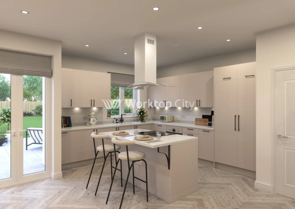Fenton Painted (Laser Edged) Slab Cashmere- Replacement Kitchen Doors SAMPLE PRODUCTS - Image 2