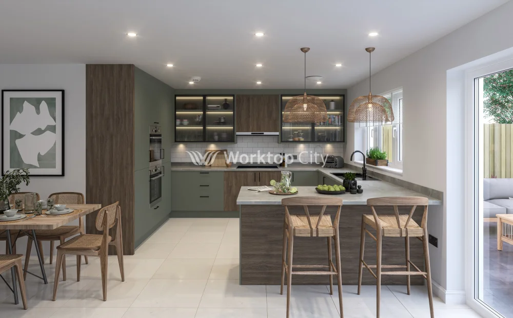 Fenton Painted (Laser Edged) Slab Reed Green- Replacement Kitchen Doors SAMPLE PRODUCTS - Image 3