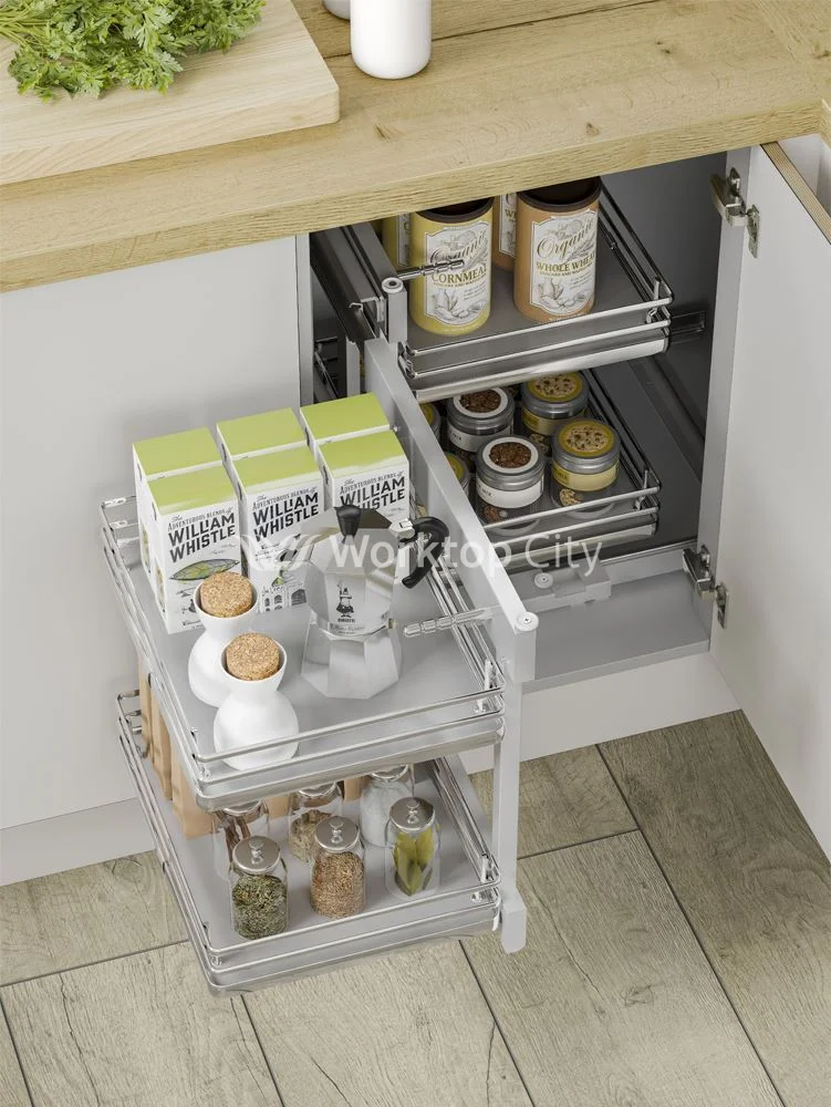Innostor Plus, Blind Corner Optimiser, To Suit 1000mm Wide Blind Corner Base Cabinet With A Minimum 500mm Wide Door, Chrome / Grey - Image 3