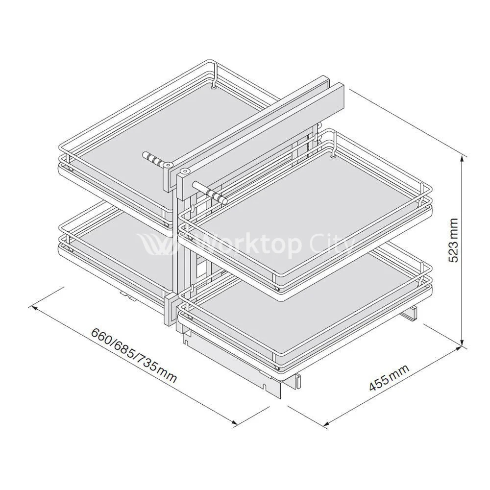 Innostor Plus, Blind Corner Optimiser, To Suit 900mm Wide Blind Corner Base Cabinet With A Minimum 450mm Wide Door, Chrome / Grey - Image 3
