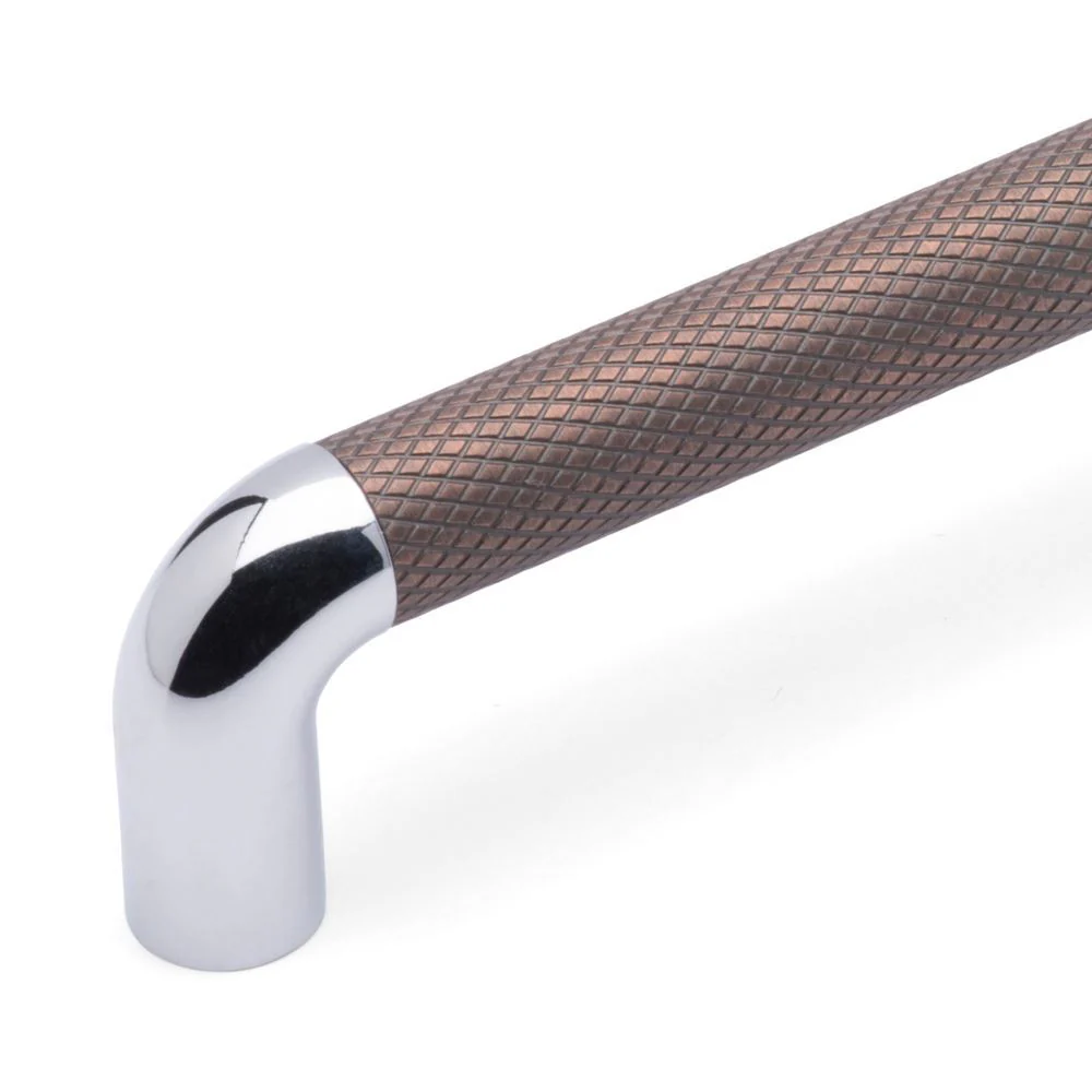 LANY KNURLED D Handle Kitchen/Bedroom Door Handle Antique Copper / Chrome (Various Sizes) - Image 3