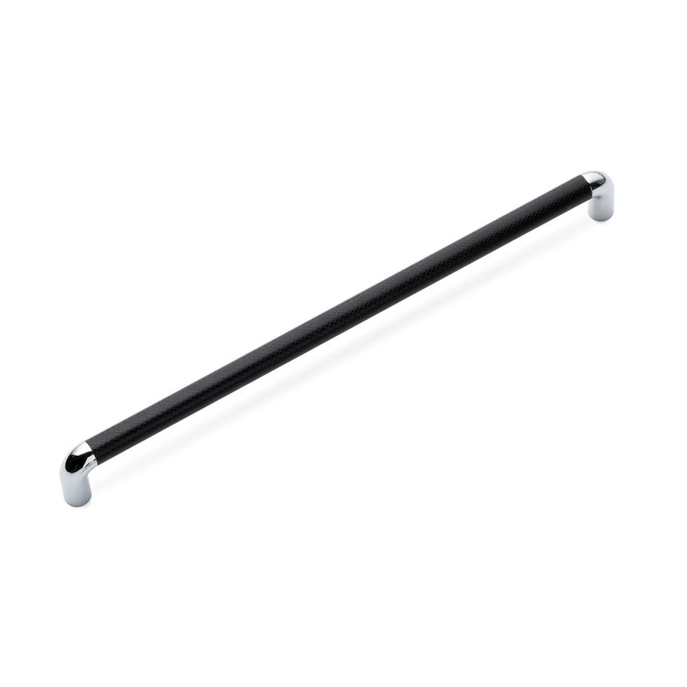 LANY KNURLED D Handle Kitchen/Bedroom Door Handle Black / Chrome (Various Sizes) - Image 2