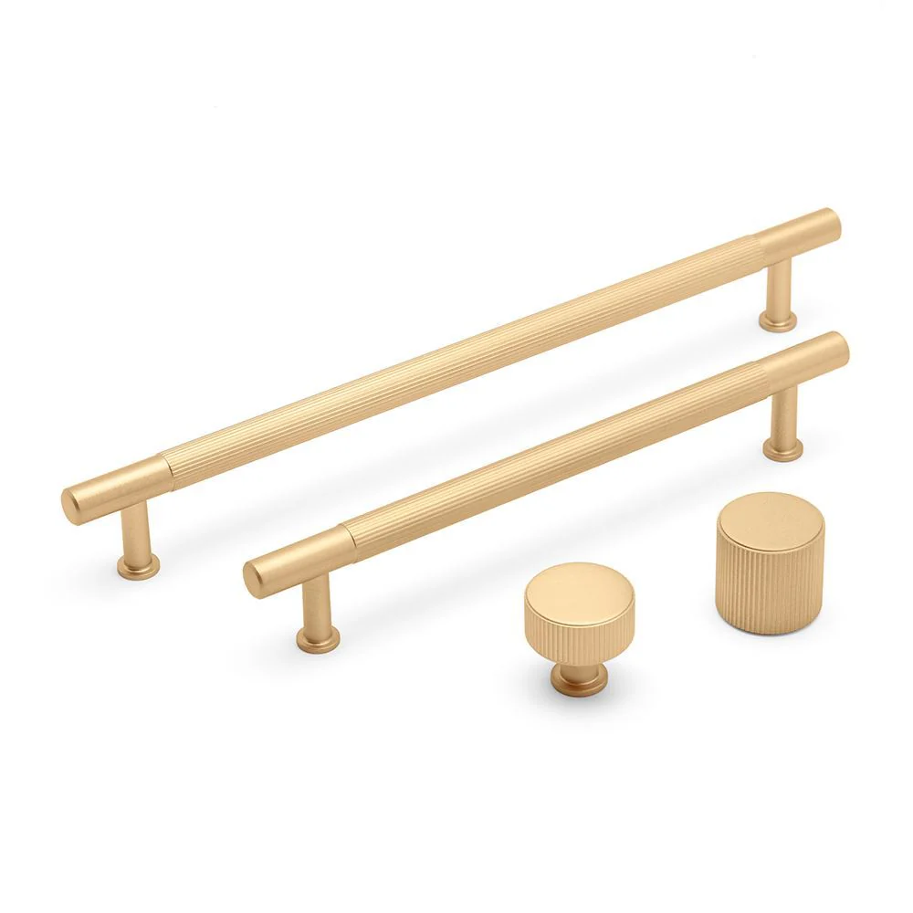 Linea Round Post Knob Kitchen/Bedroom Door Handle Satin Brass - Image 4