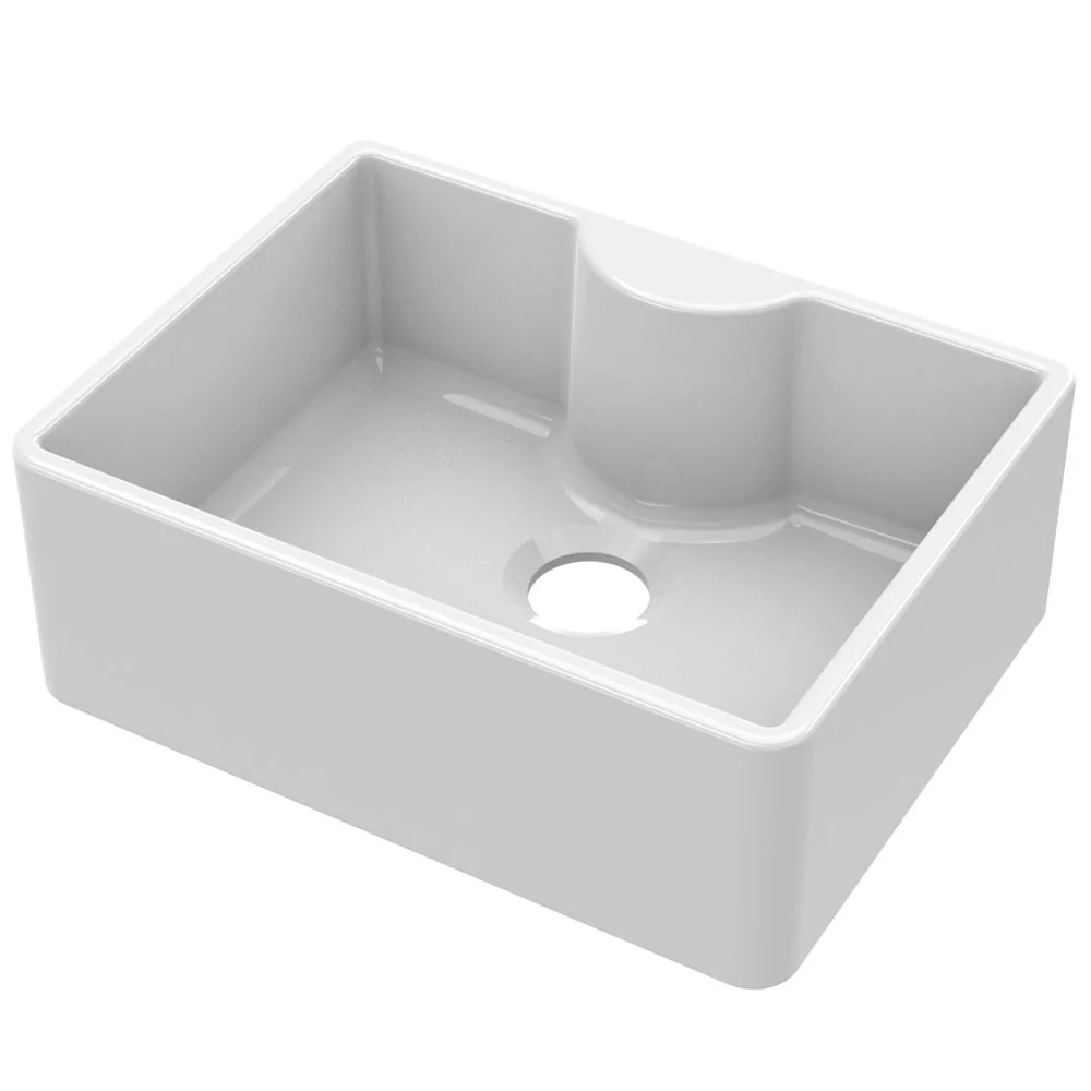 LSC Butler 595 1.0 Bowl White Ceramic Kitchen Sink with Tap Ledge & Gold Waste - Image 2