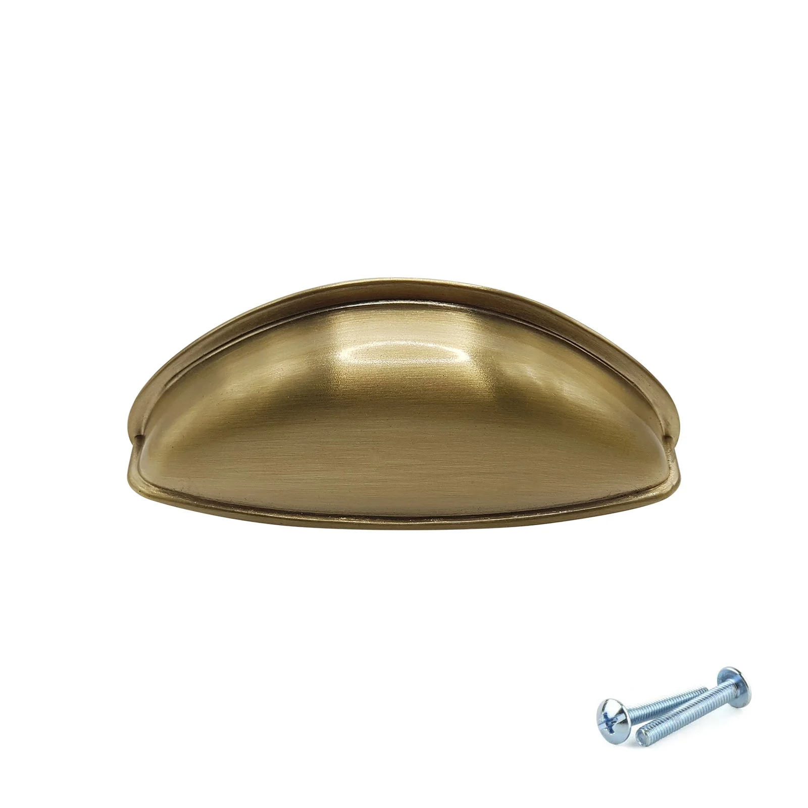 Brushed Brass Cup Handle – 79mm Cabinet Drawer Pull (64mm Centres) | M4TEC VG3 Series - Image 2