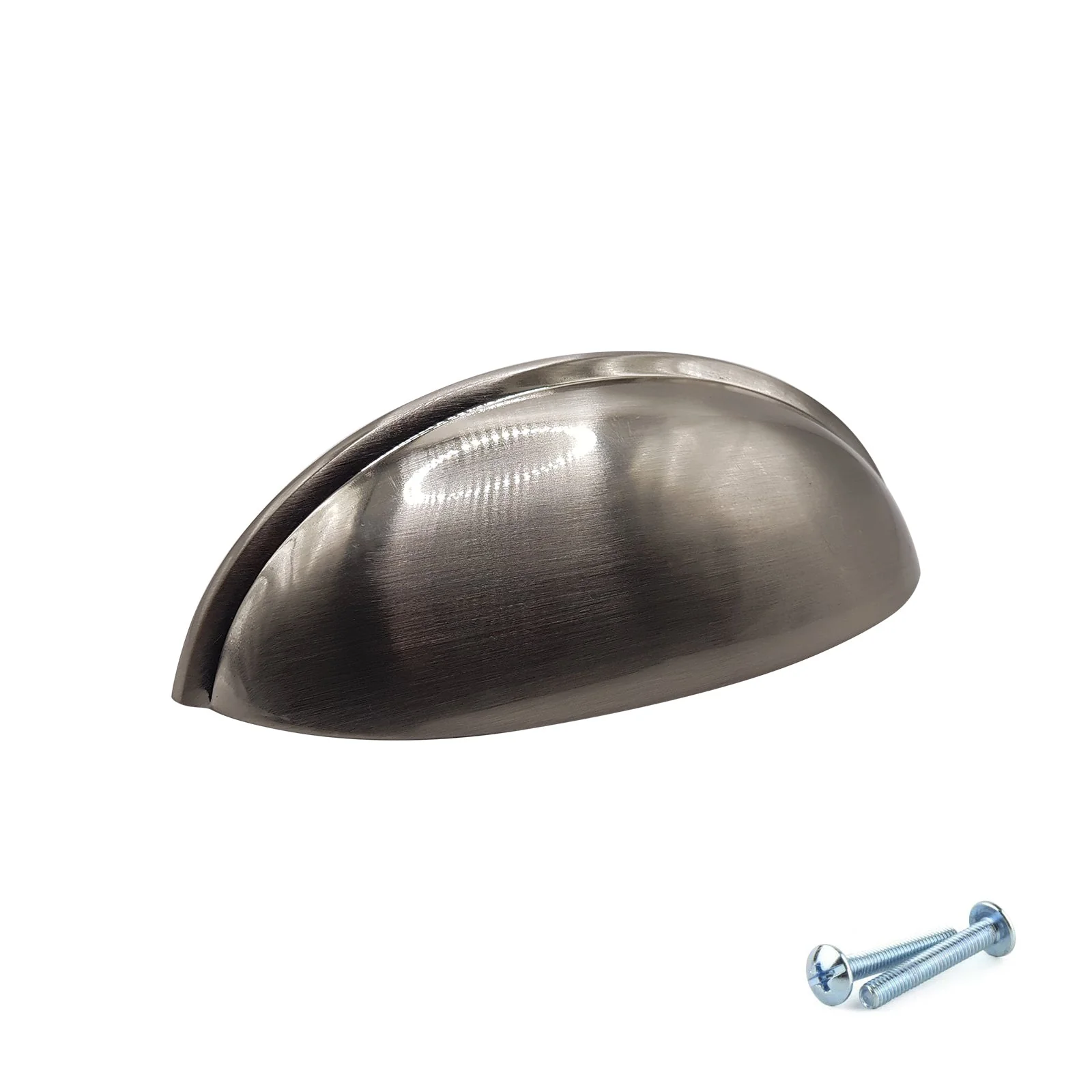 M4TEC 77mm Brushed Nickel Cup Handle - Modern Zinc Kitchen Cabinet & Drawer Pull (VG6 Series) - Image 2