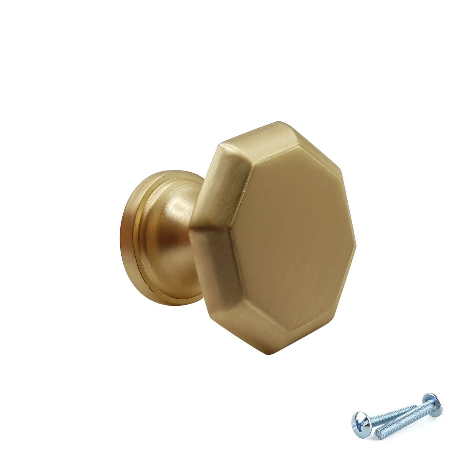 M4TEC Brushed Brass Octagonal Cabinet Knob – 30mm Drawer & Cupboard Door Handle VF7 Series - Image 5