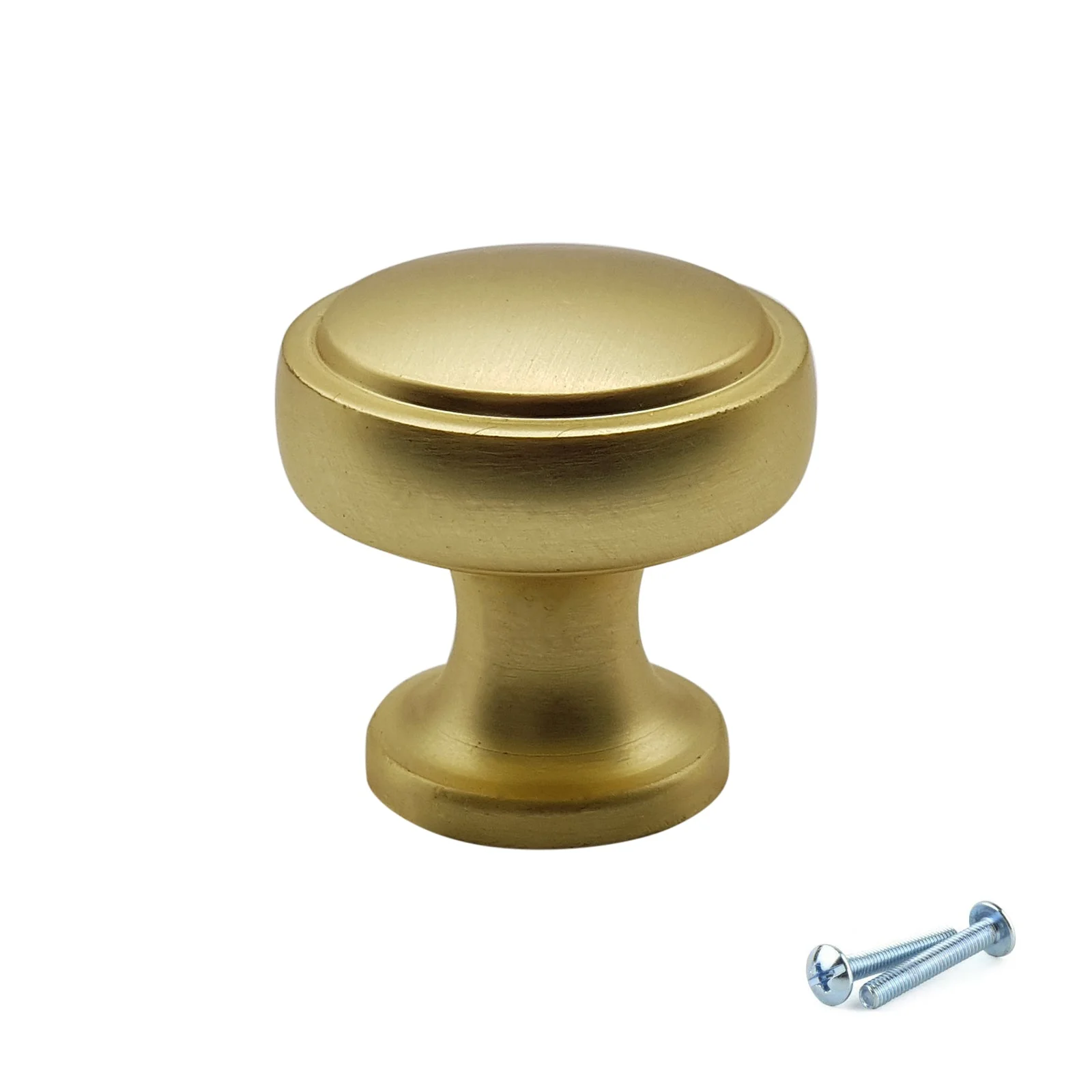 M4TEC Brushed Brass Flat Disc Knob Handle – VG7 Series (28mm Cabinet, Drawer & Cupboard Knob) - Image 2