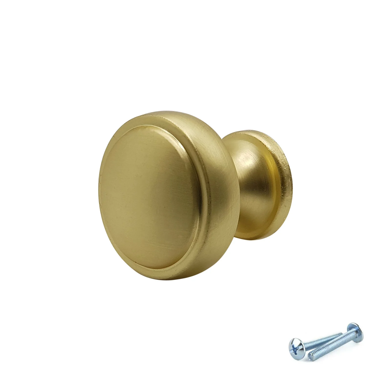 M4TEC Brushed Brass Flat Disc Knob Handle – VG7 Series (28mm Cabinet, Drawer & Cupboard Knob) - Image 4