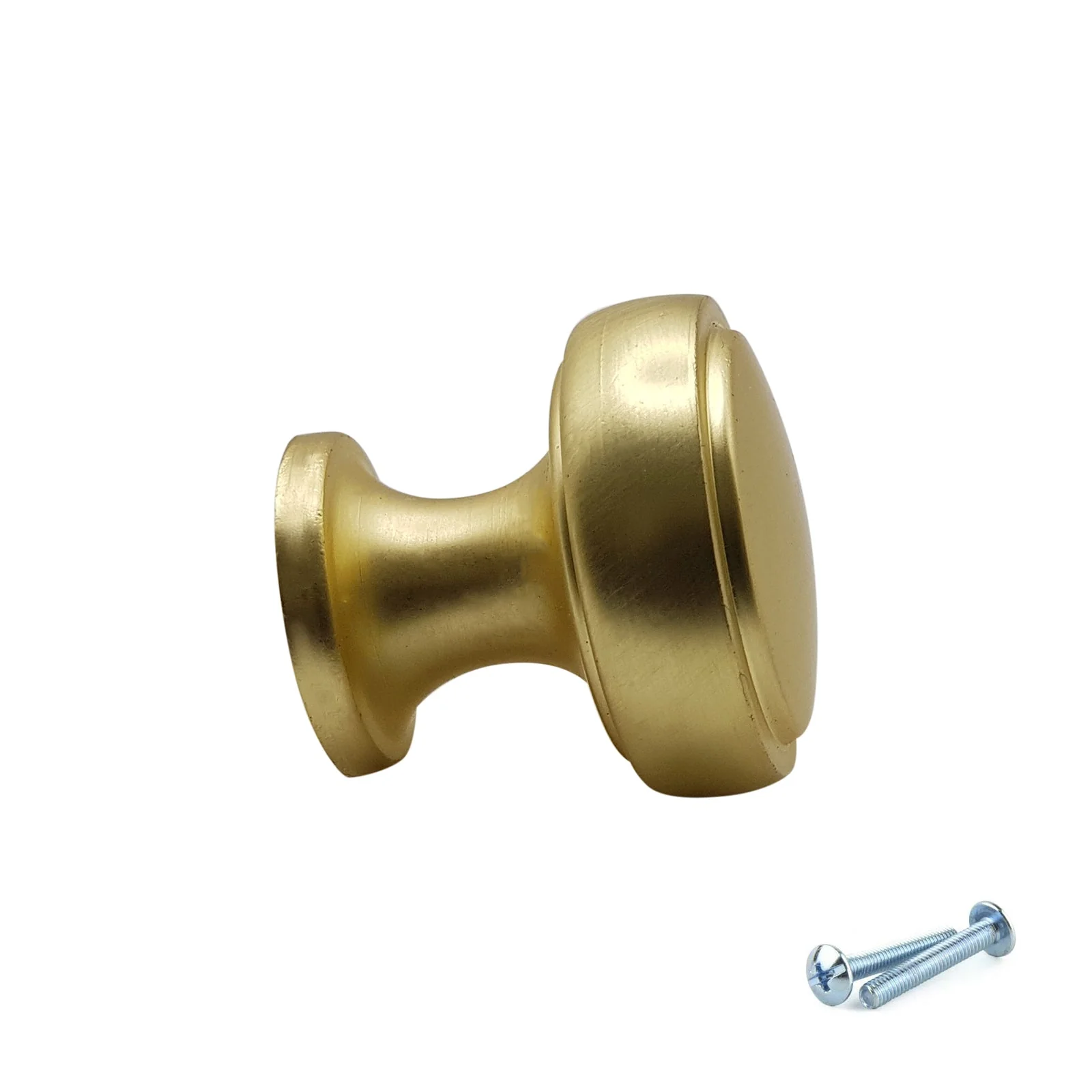 M4TEC Brushed Brass Flat Disc Knob Handle – VG7 Series (28mm Cabinet, Drawer & Cupboard Knob) - Image 5