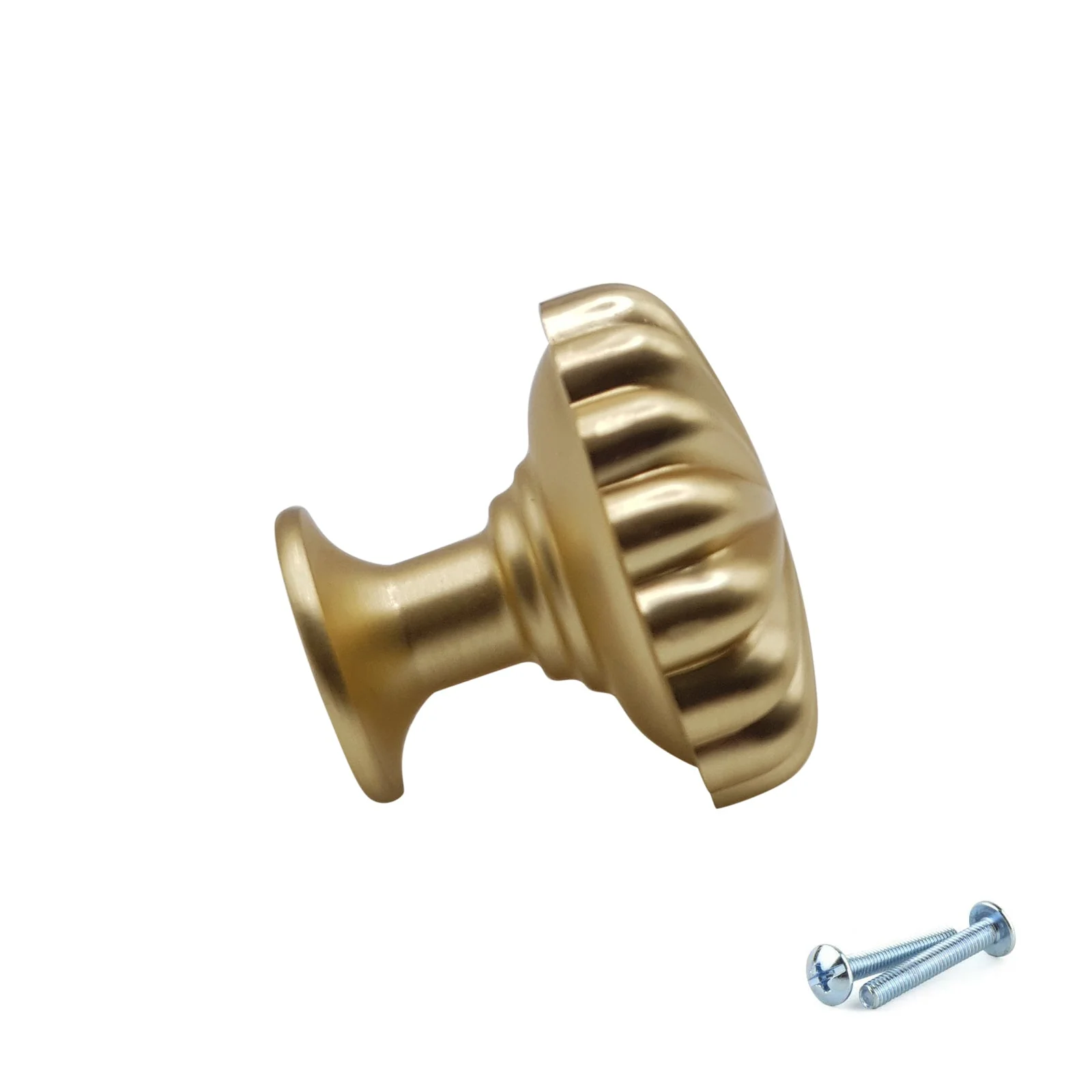 M4TEC Brushed Brass Fluted Knob Handle – VH3 Series (30mm Cabinet, Drawer & Cupboard Knob) - Image 2
