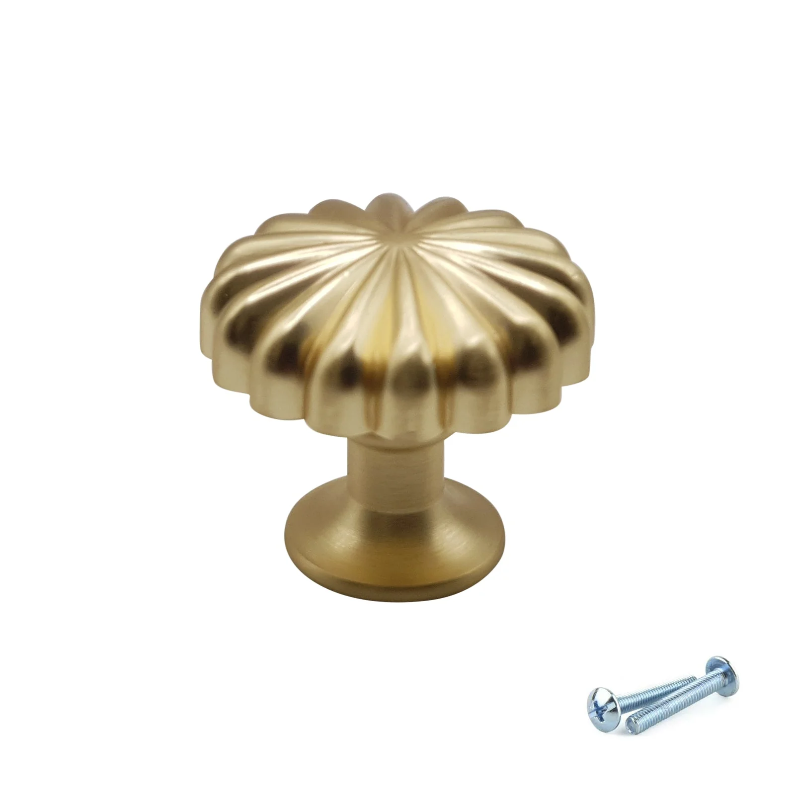 M4TEC Brushed Brass Fluted Knob Handle – VH3 Series (30mm Cabinet, Drawer & Cupboard Knob) - Image 3