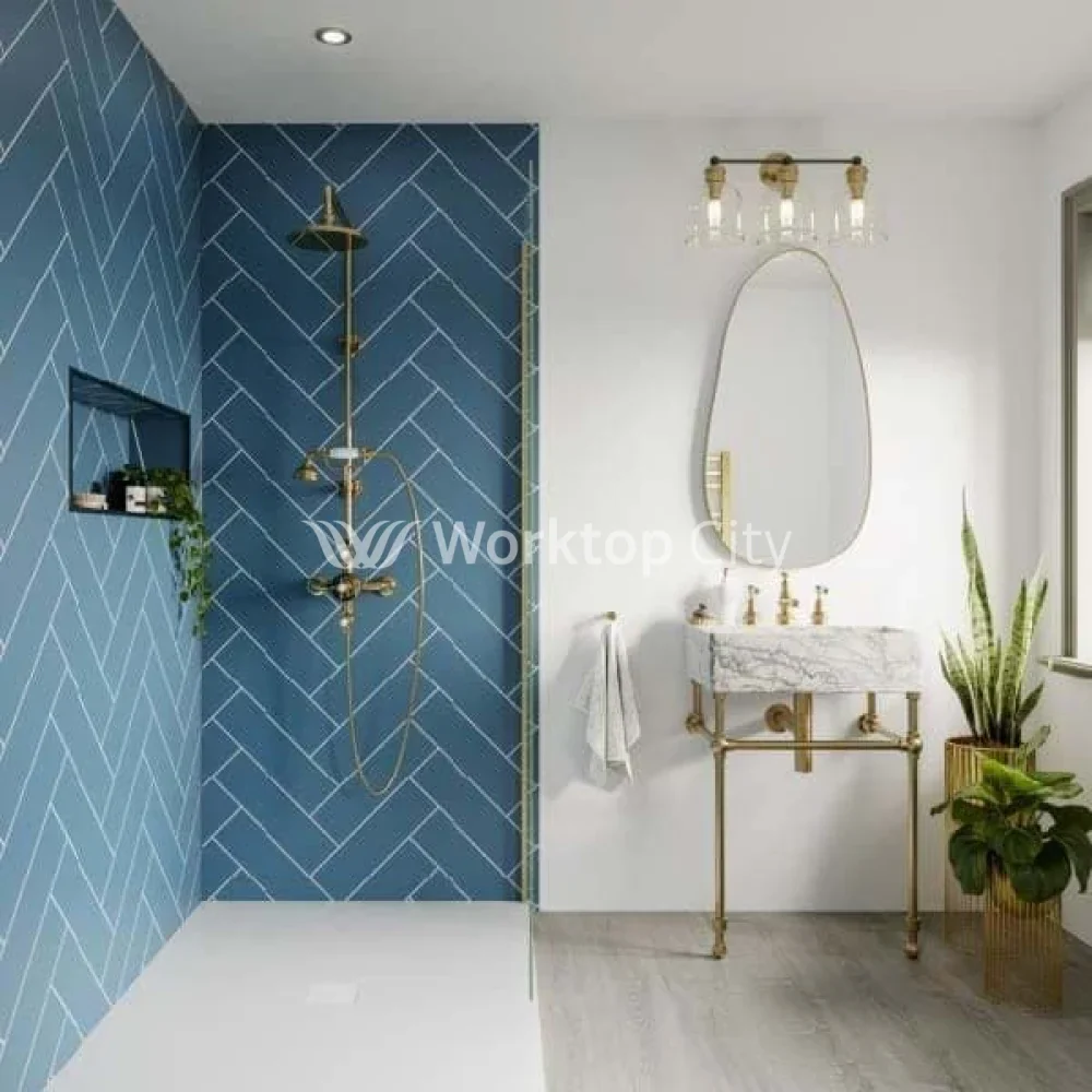 Multipanel Tile Collection Misty Blue (MT502H) - Herringbone Tile Shower/Bathroom Wall Panels - Image 2