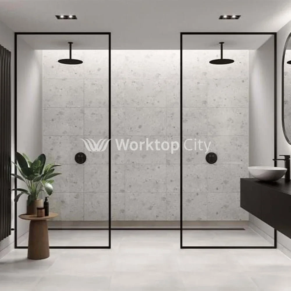 Multipanel Tile Collection White Terrazzo (MT020) - Large Tile Shower/Bathroom Wall Panels - Image 2